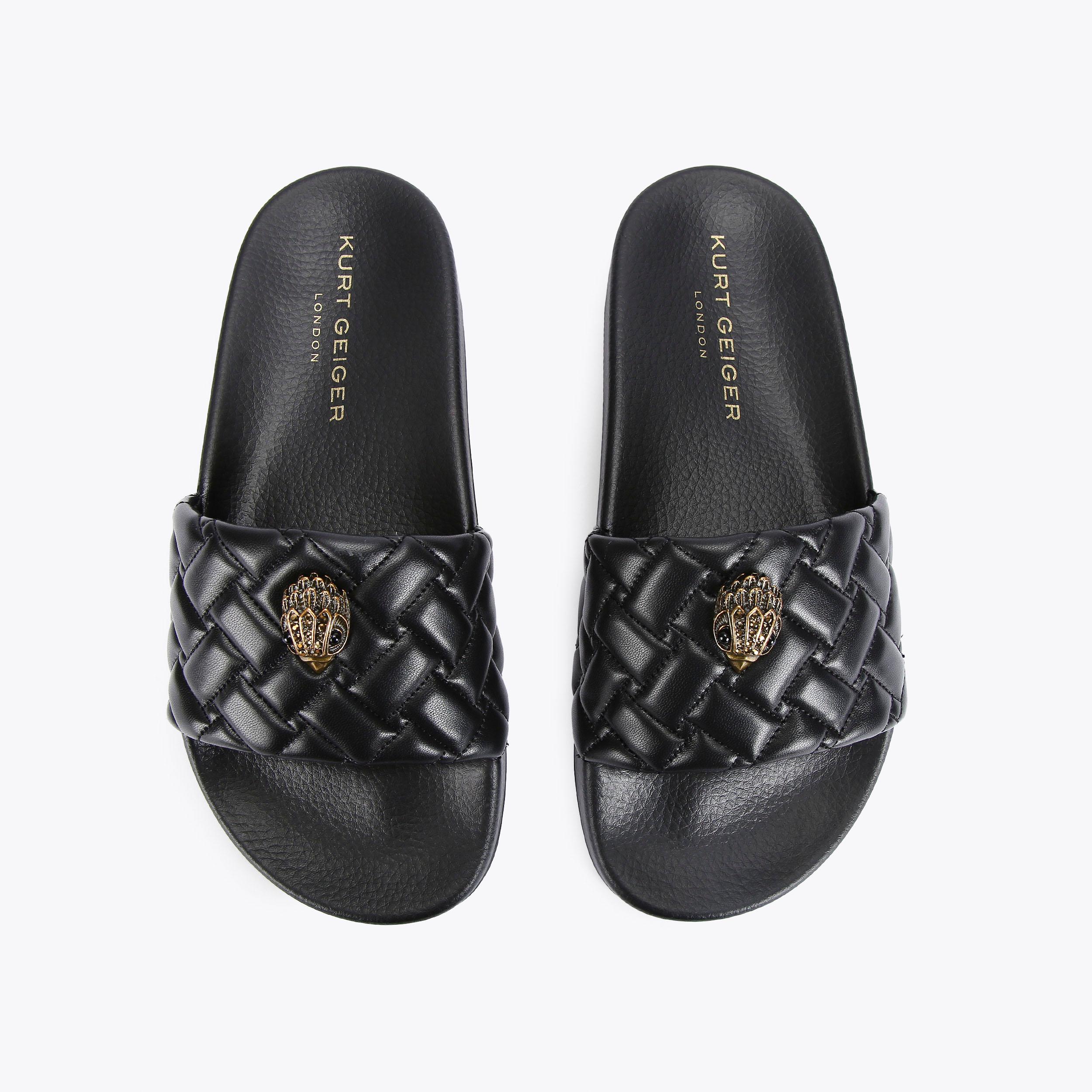 Meena Eagle — Black Quilted Slide, view 3