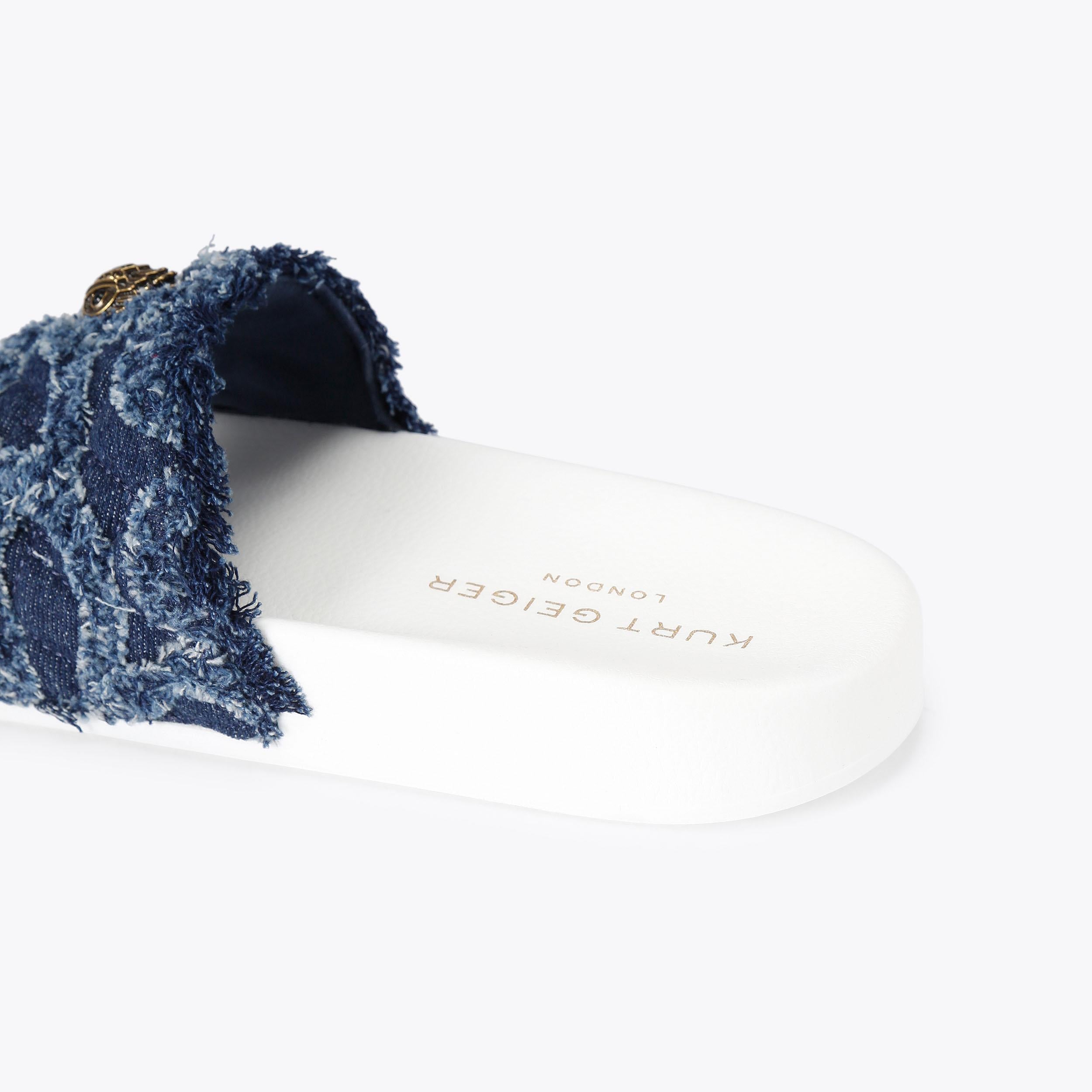 Meena Eagle — Blue Denim Slide Sandal, detail