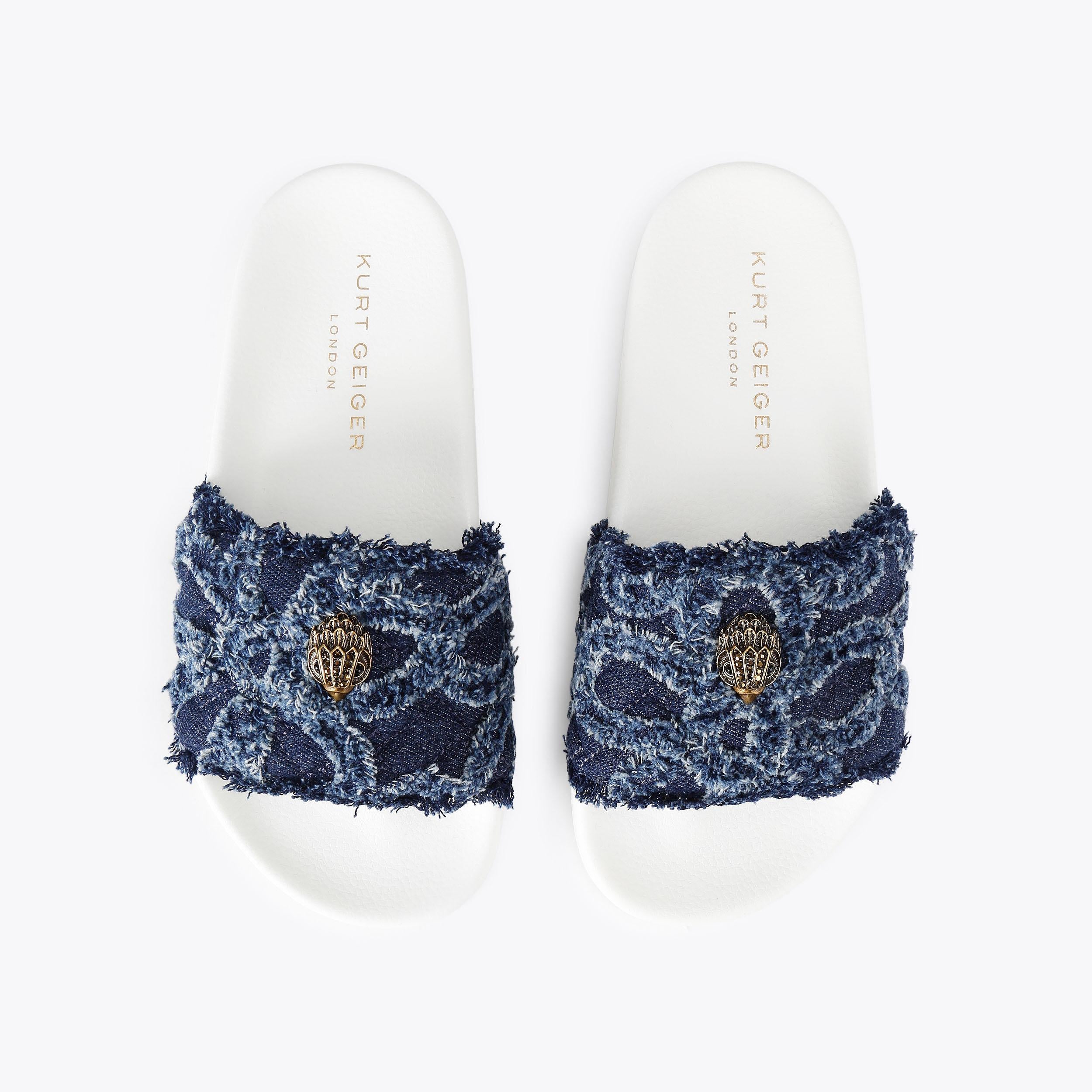 Meena Eagle — Blue Denim Slide Sandal, view 1