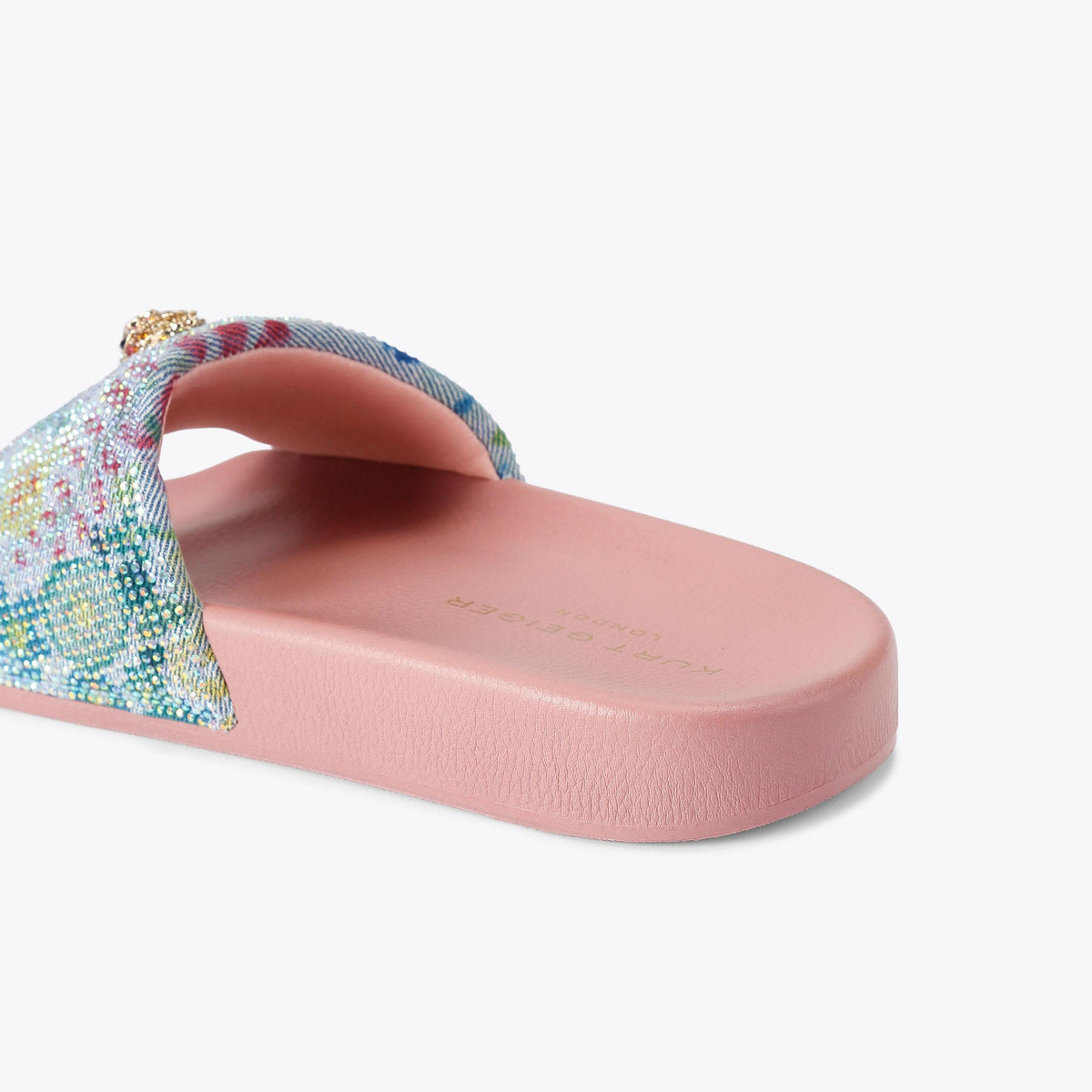 Meena Eagle — Blue Denim Slide Sandal, detail