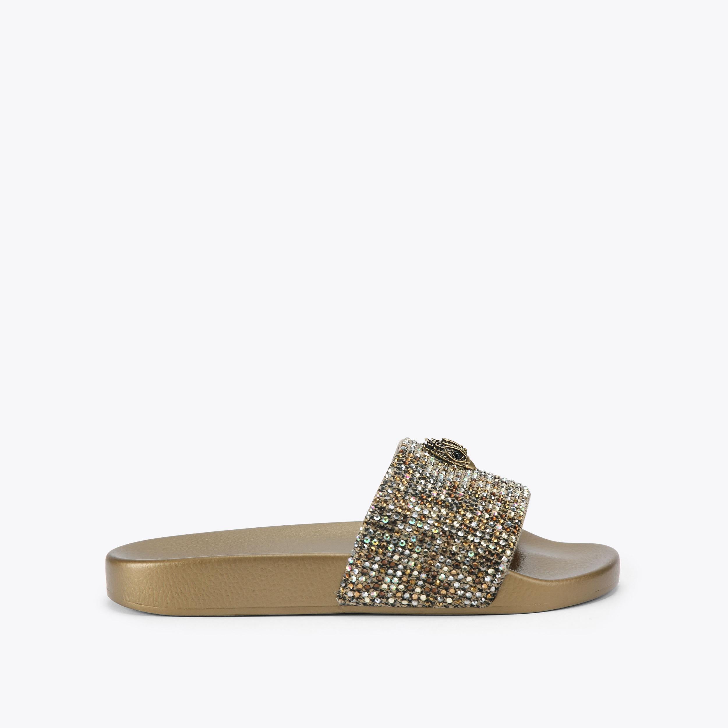 Meena Eagle — Bronze Crystal Slide Sandal, side profile