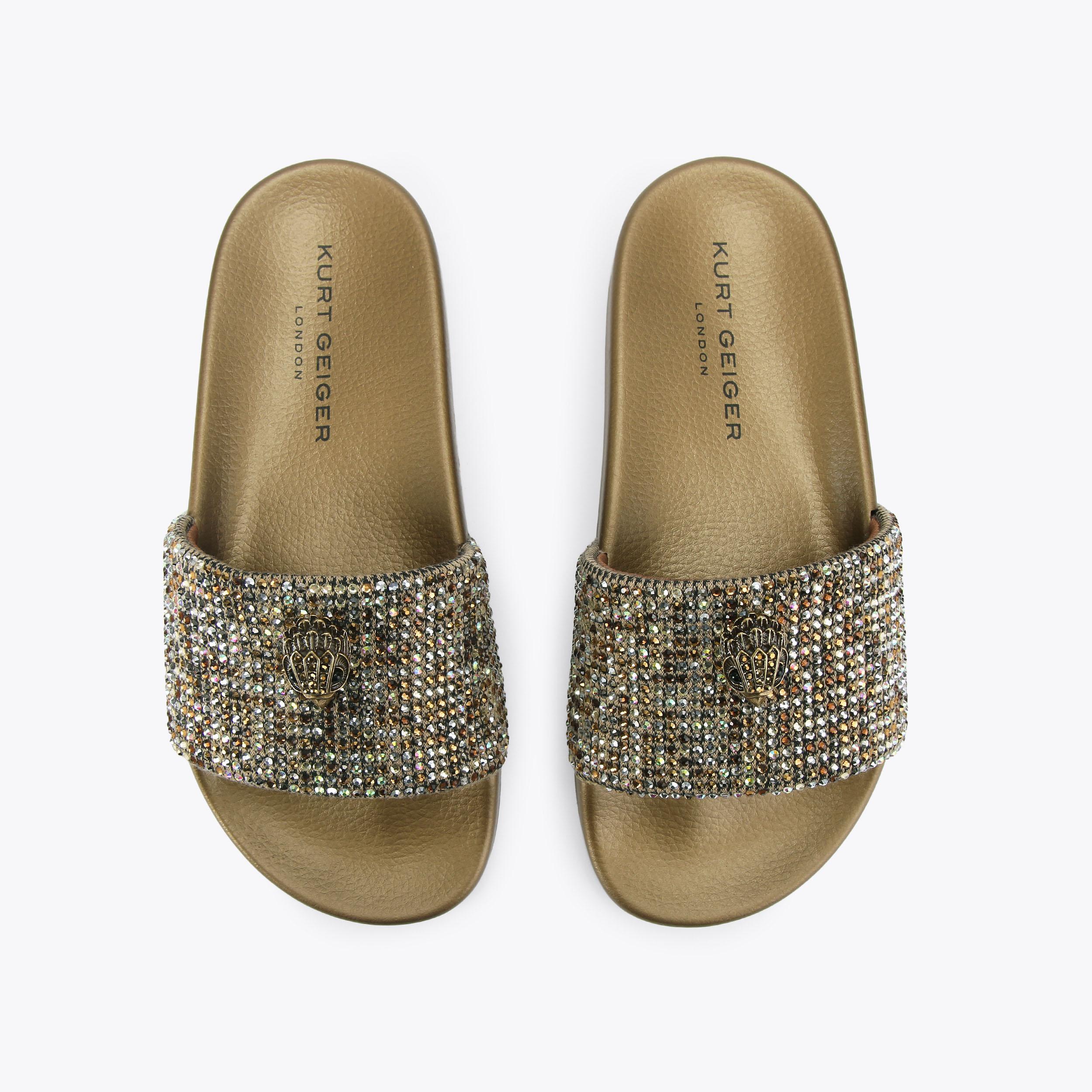 Meena Eagle — Bronze Crystal Slide Sandal, view 4