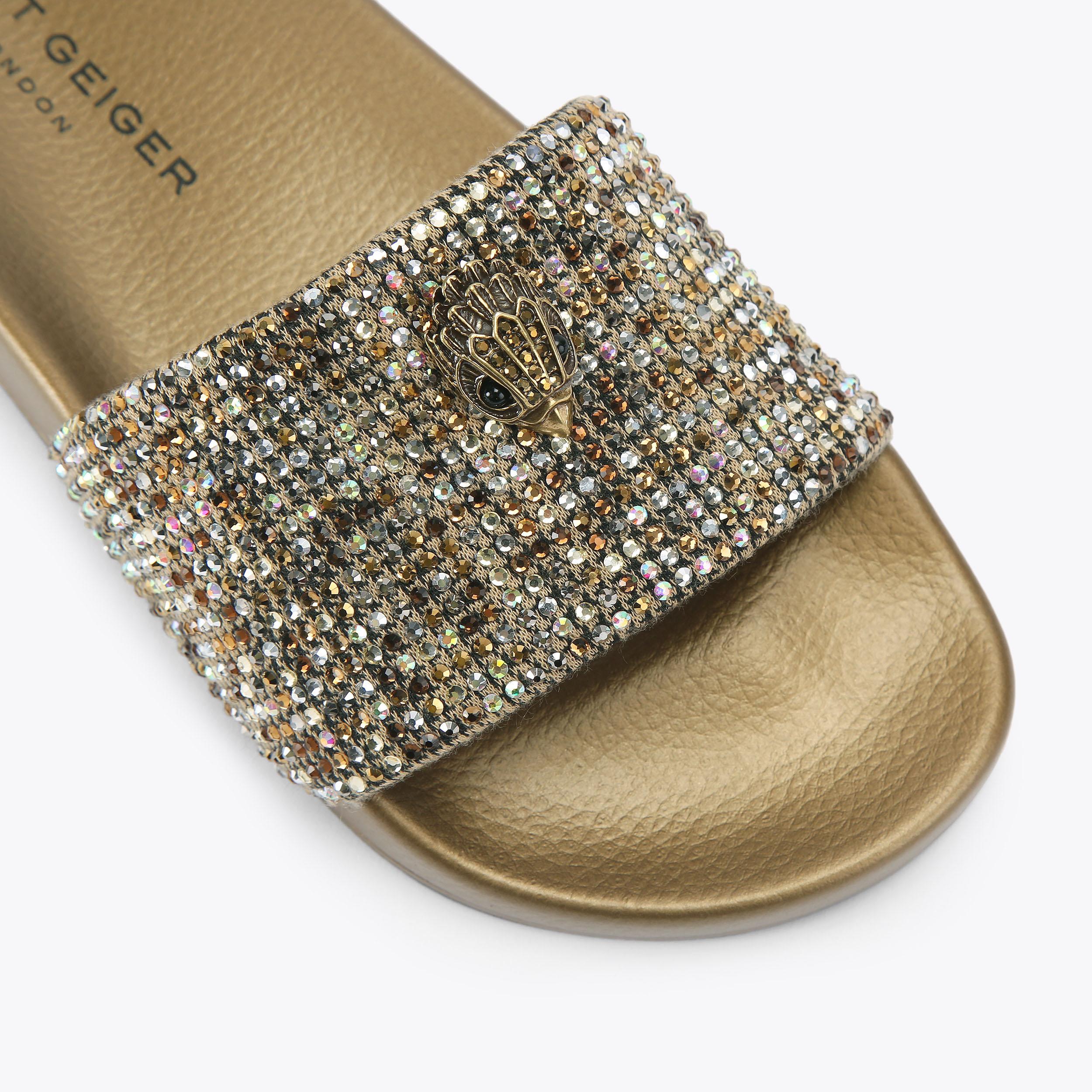 Meena Eagle — Bronze Crystal Slide Sandal, view 5