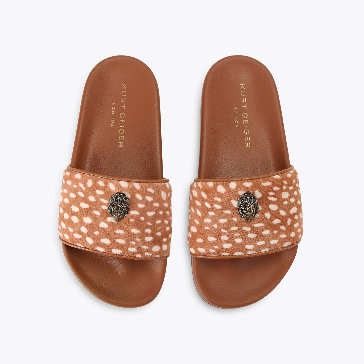 Meena Eagle — Camel Deer Print Slide Sandal, view 4