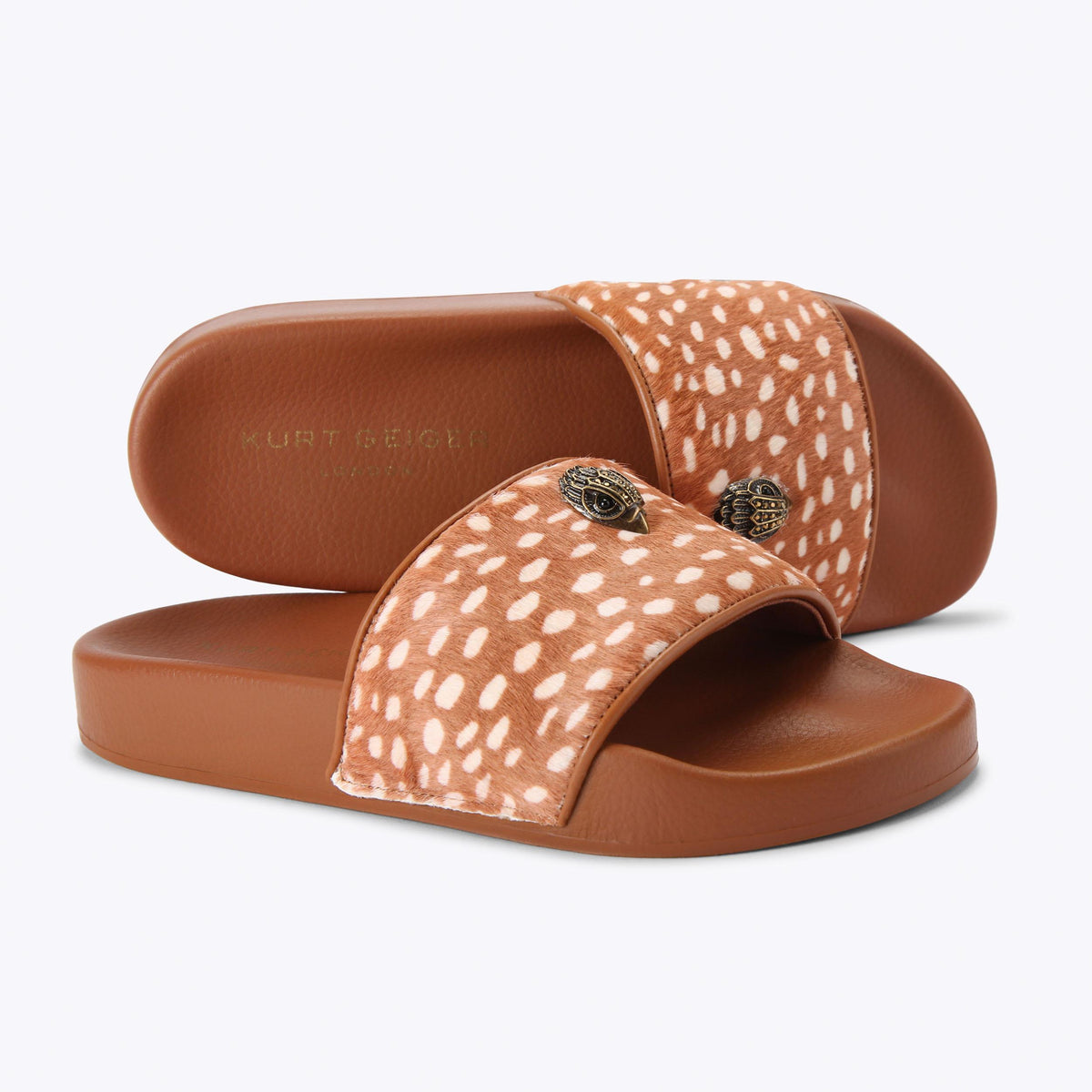 Meena Eagle — Camel Deer Print Slide Sandal, view 5
