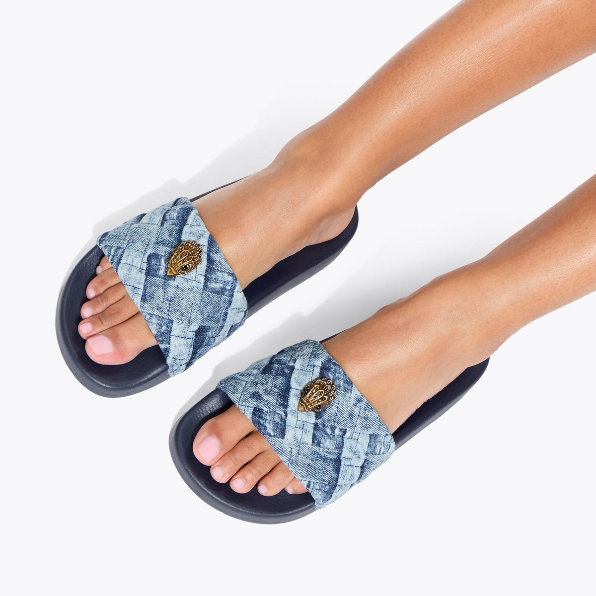 Meena Eagle — Denim Slide, worn on foot