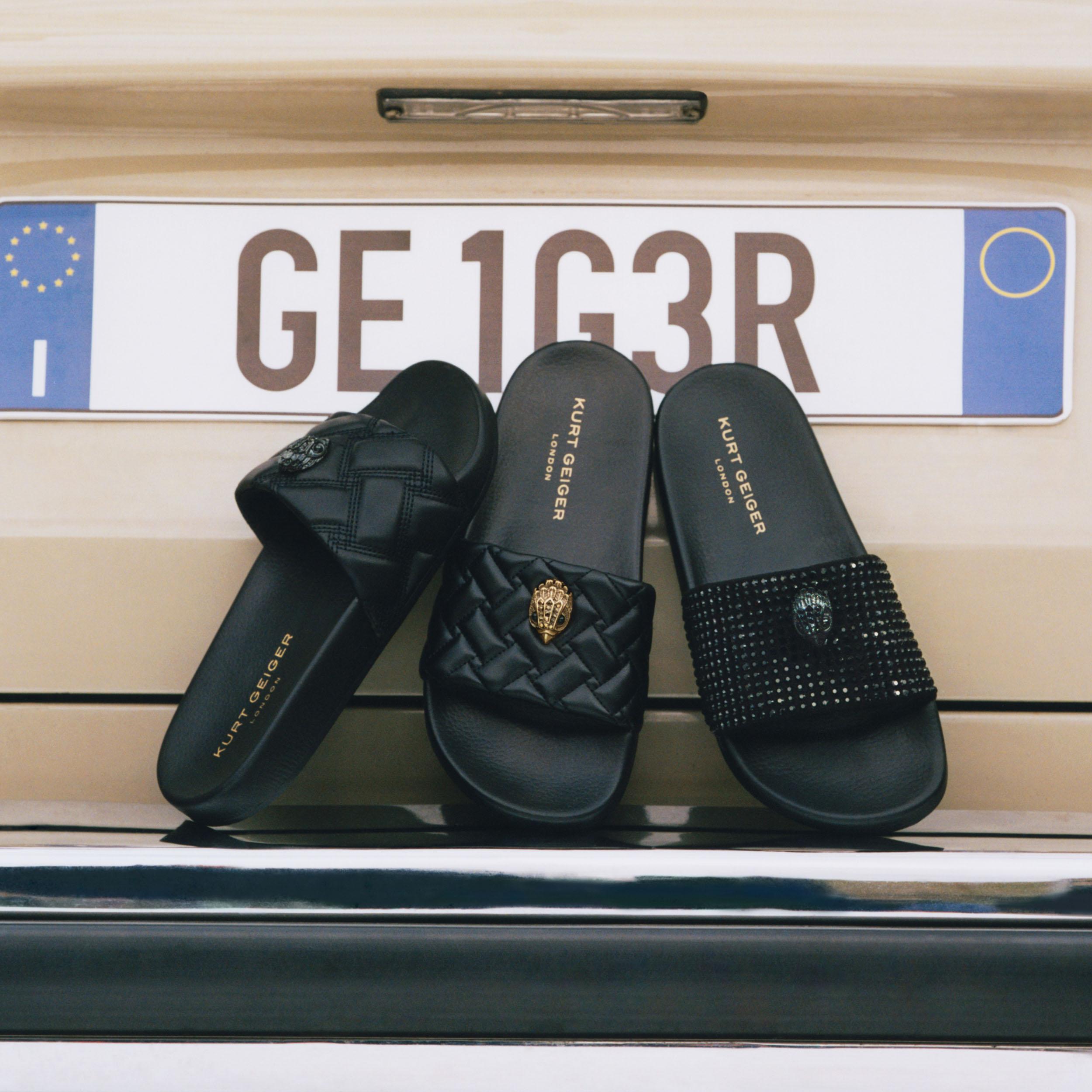 Meena Eagle — Black Quilted Slide, view 7