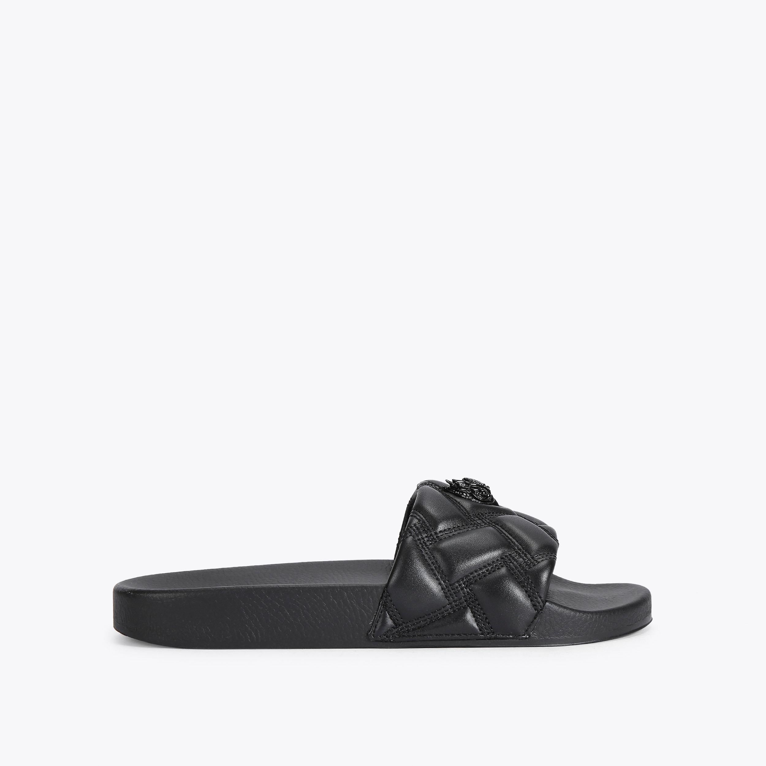 Meena Eagle — Black Crystal Slide Sandal, side profile