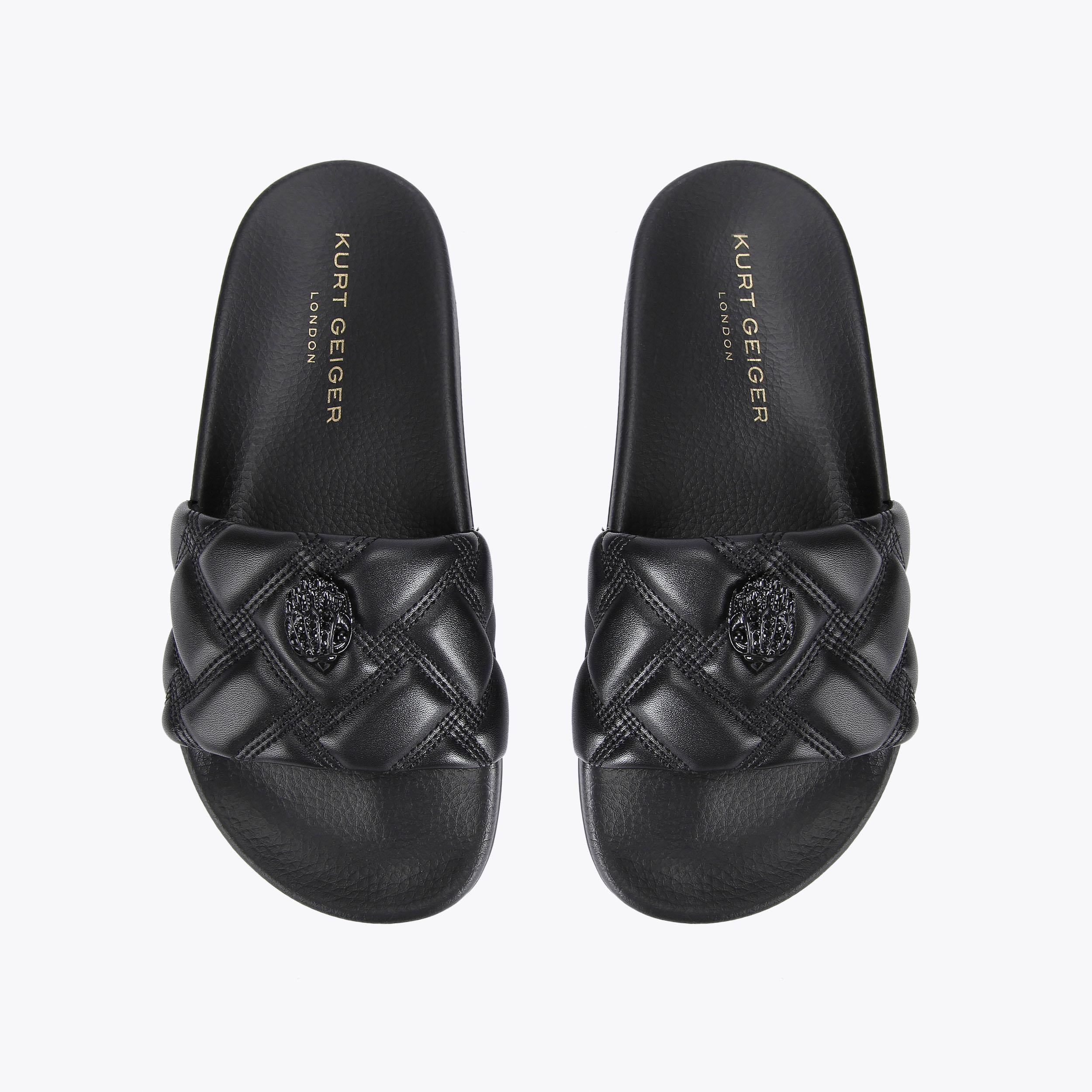 Meena Eagle — Black Quilted Slide, view 3
