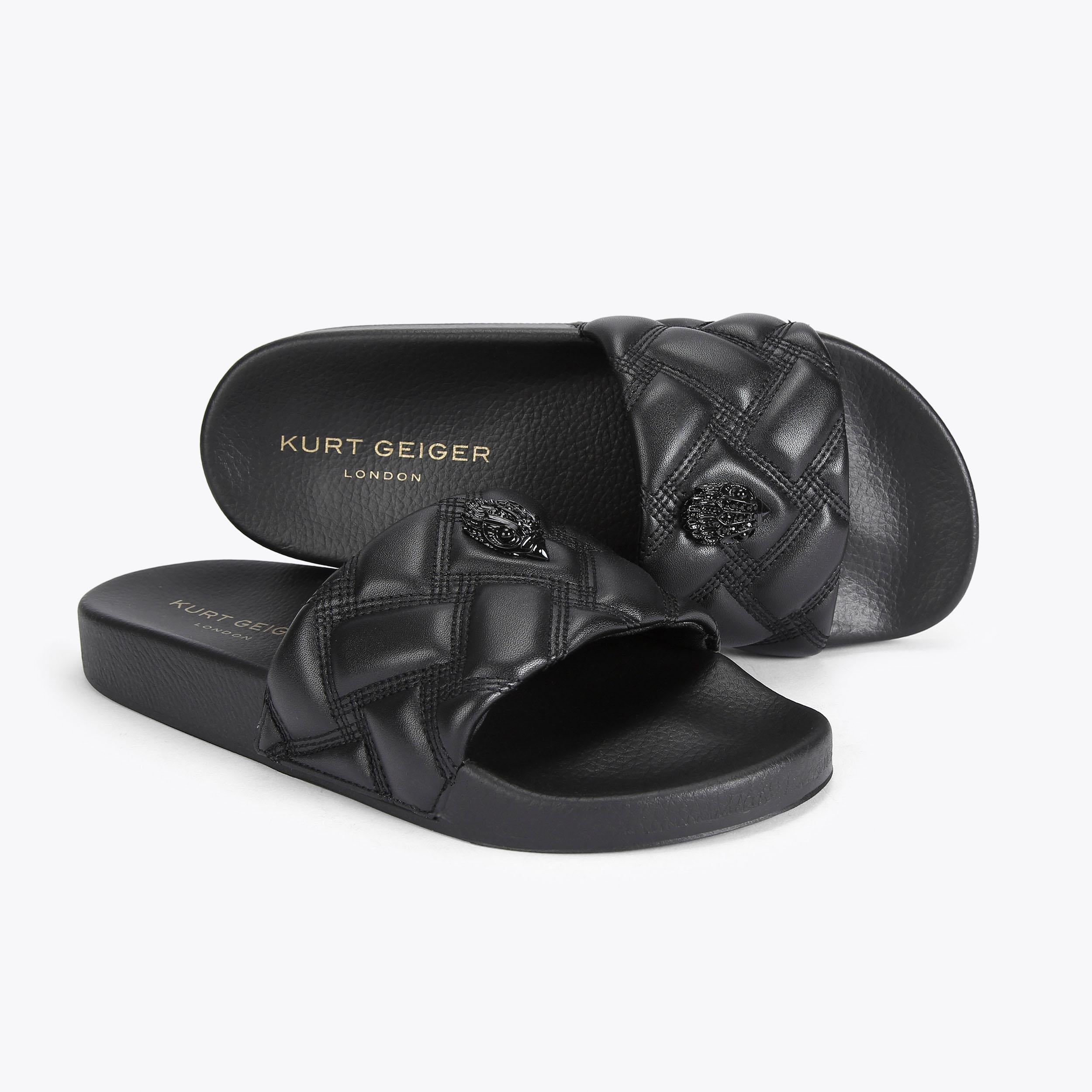 Meena Eagle — Black Quilted Slide, view 5
