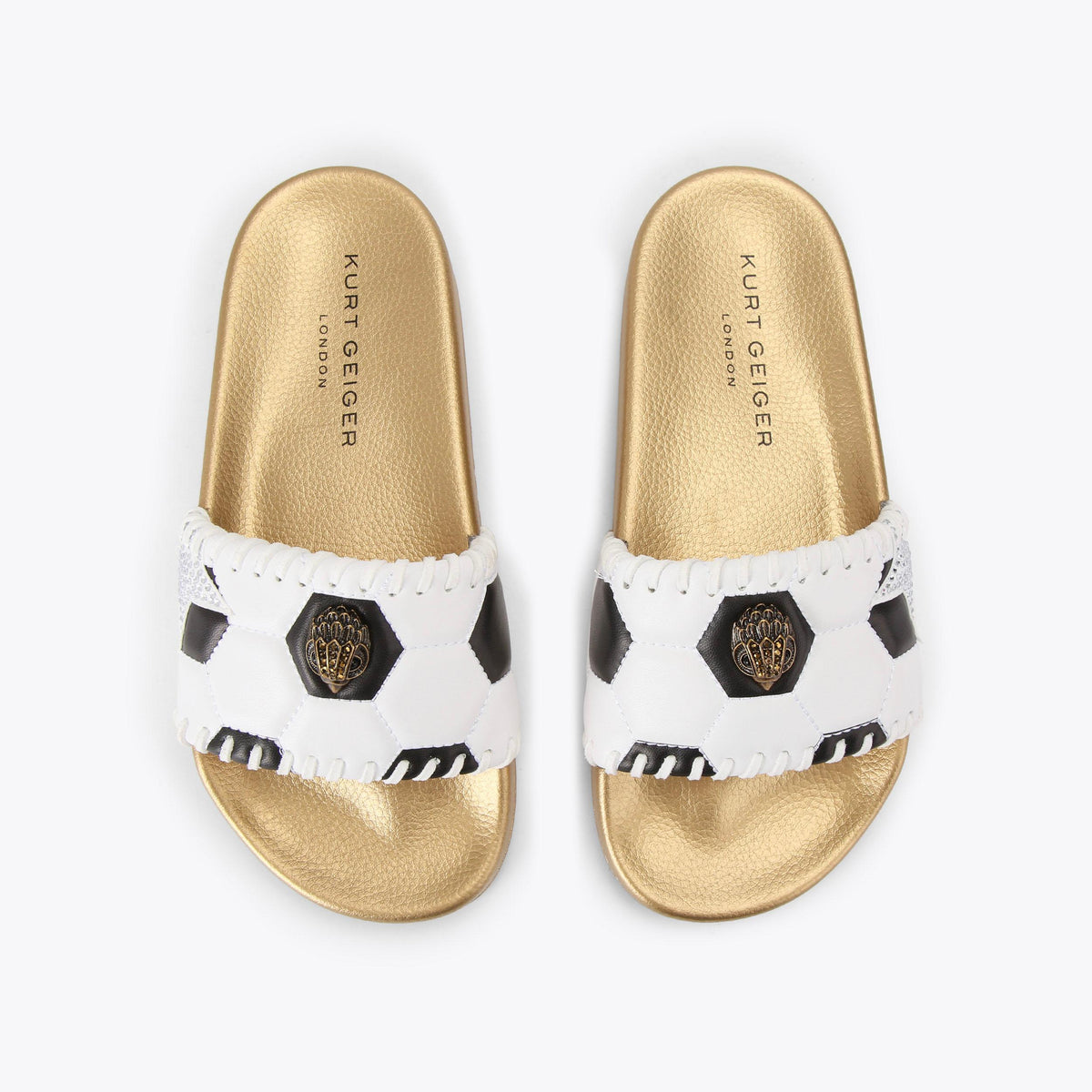 Meena Eagle Footy — White/Black Football-Print Slide, view 4