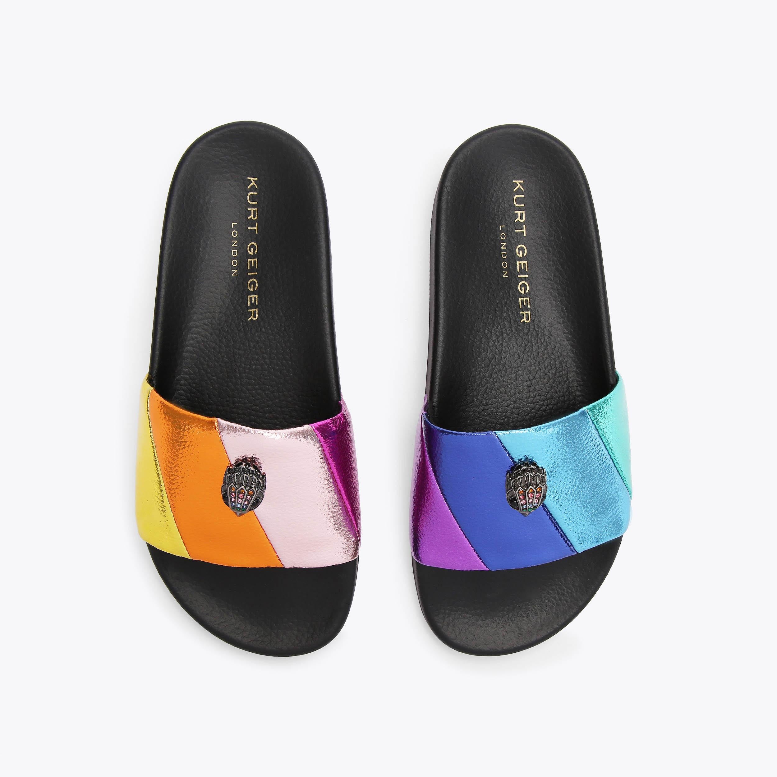 Meena Eagle — Rainbow Striped Slide, side profile