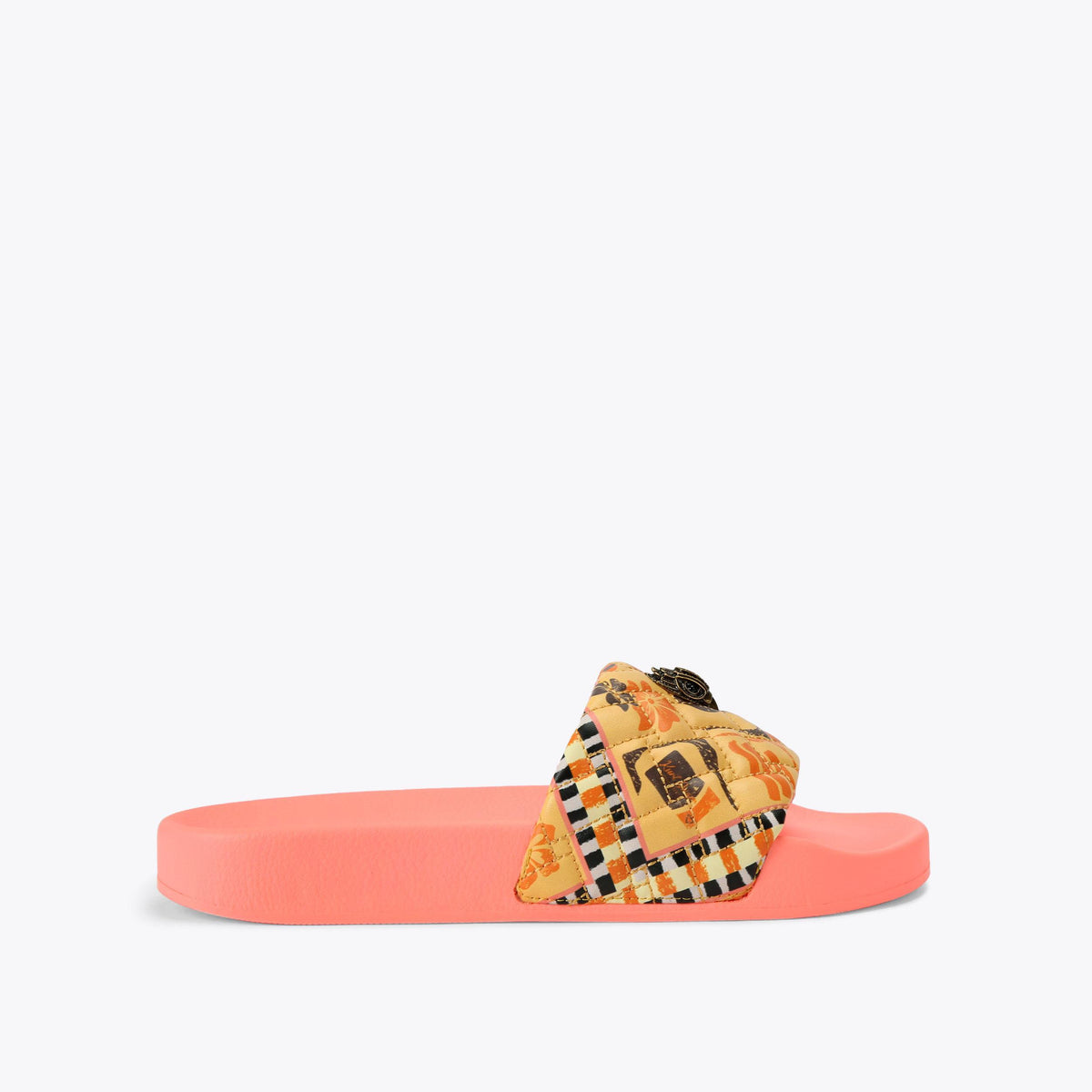 Meena Eagle — Yellow Block Print Slide Sandal, side profile