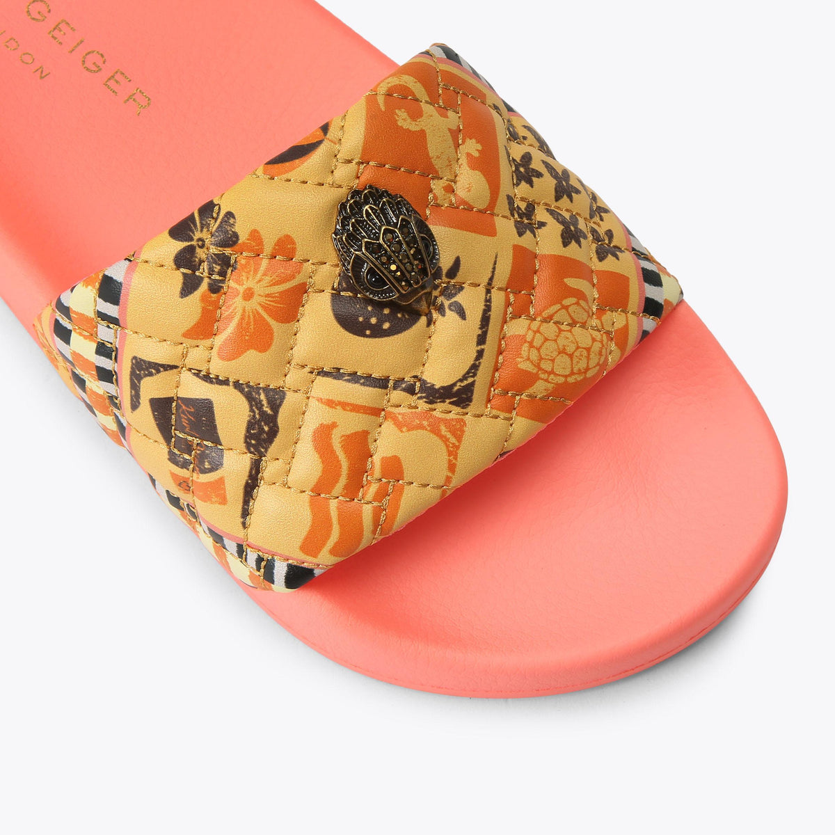 Meena Eagle — Yellow Block Print Slide Sandal, view 5