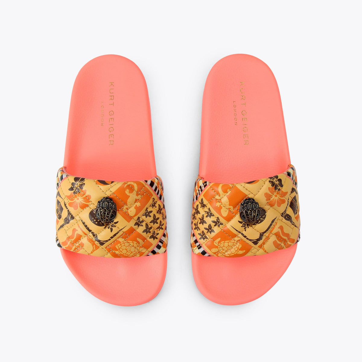 Meena Eagle — Yellow Block Print Slide Sandal, view 4