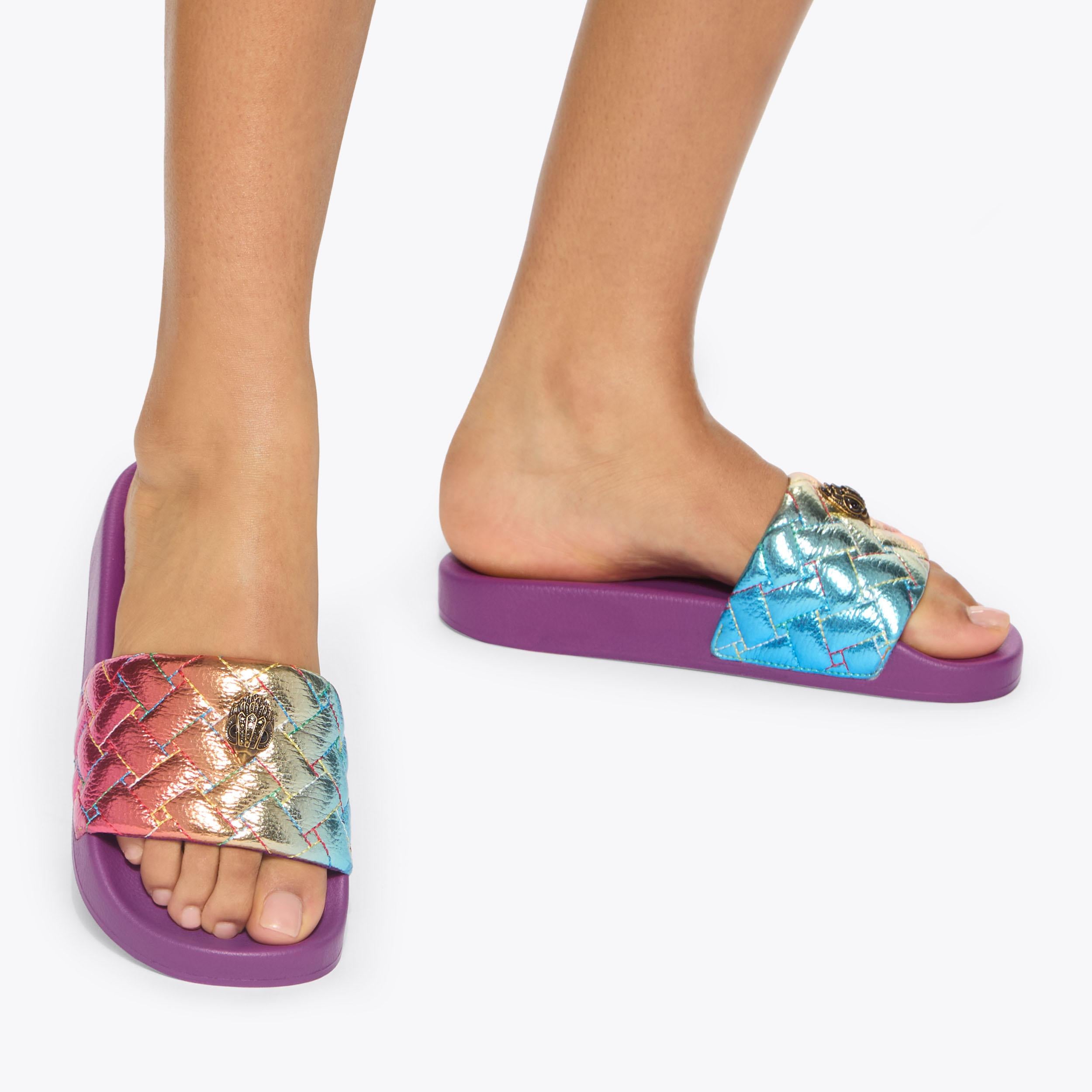 Kurt Geiger London Meena Eagle — Metallic Ombré Quilted Slide, view 3