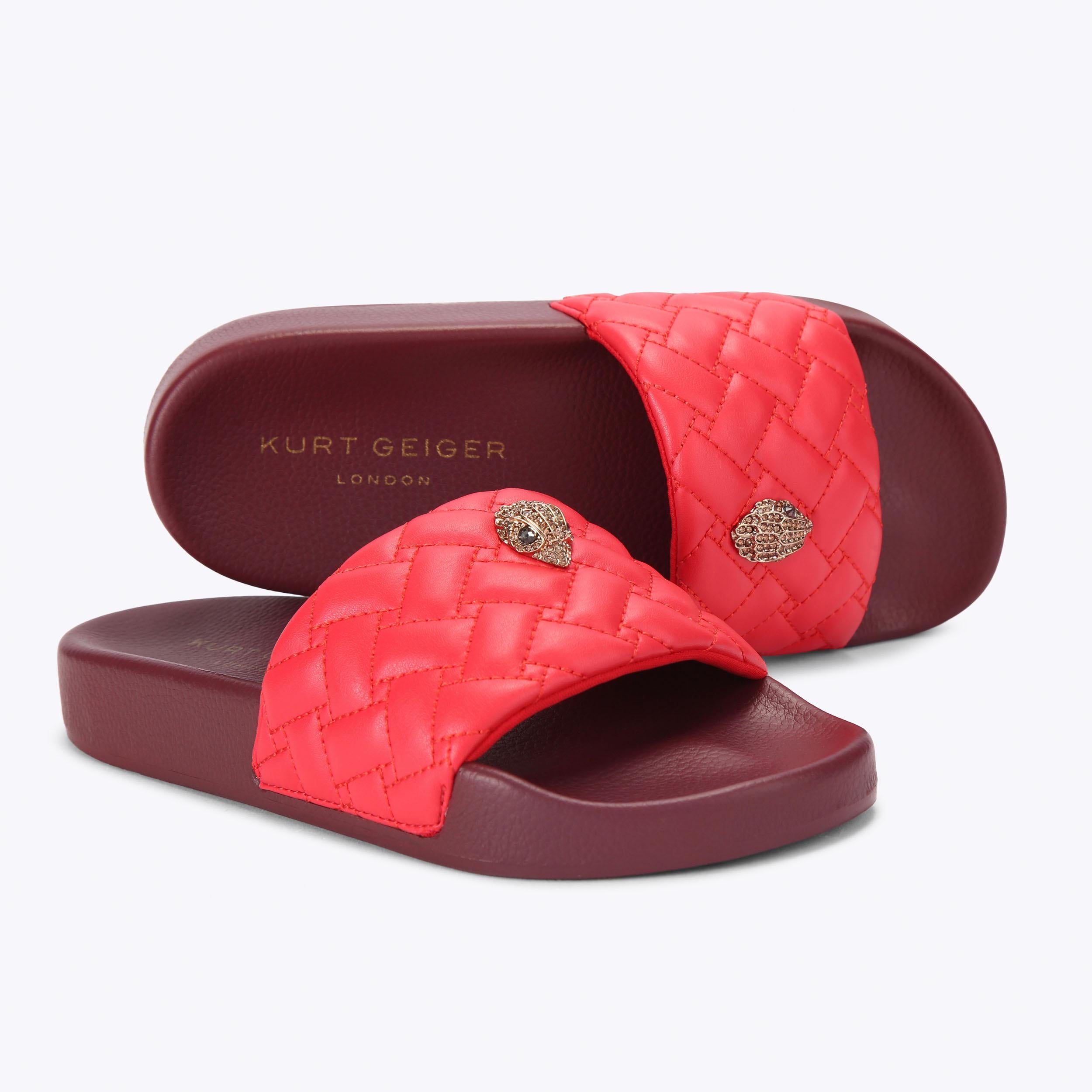 Meena Eagle — Red Quilted Leather Slide, detail