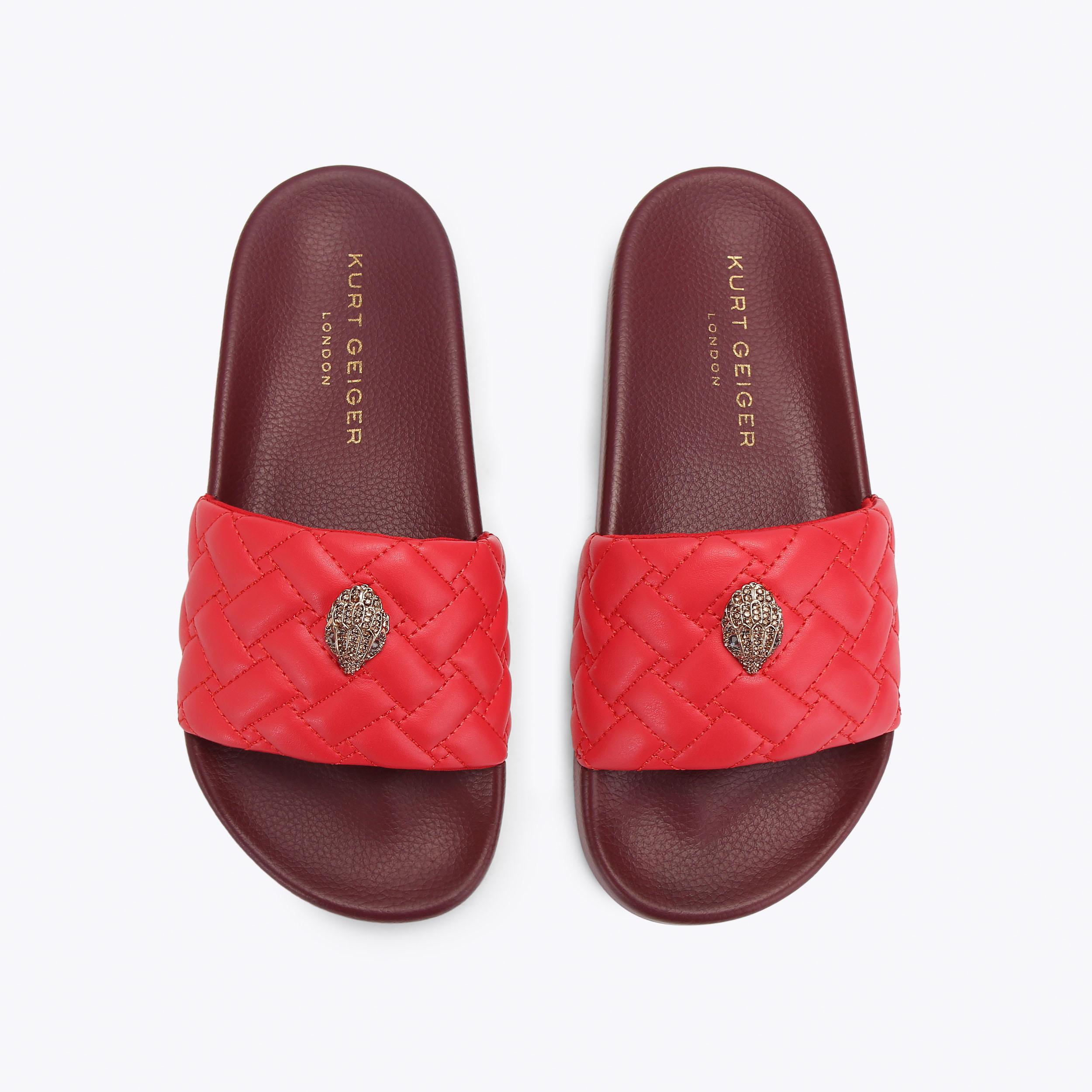 Meena Eagle — Red Quilted Leather Slide, view 4