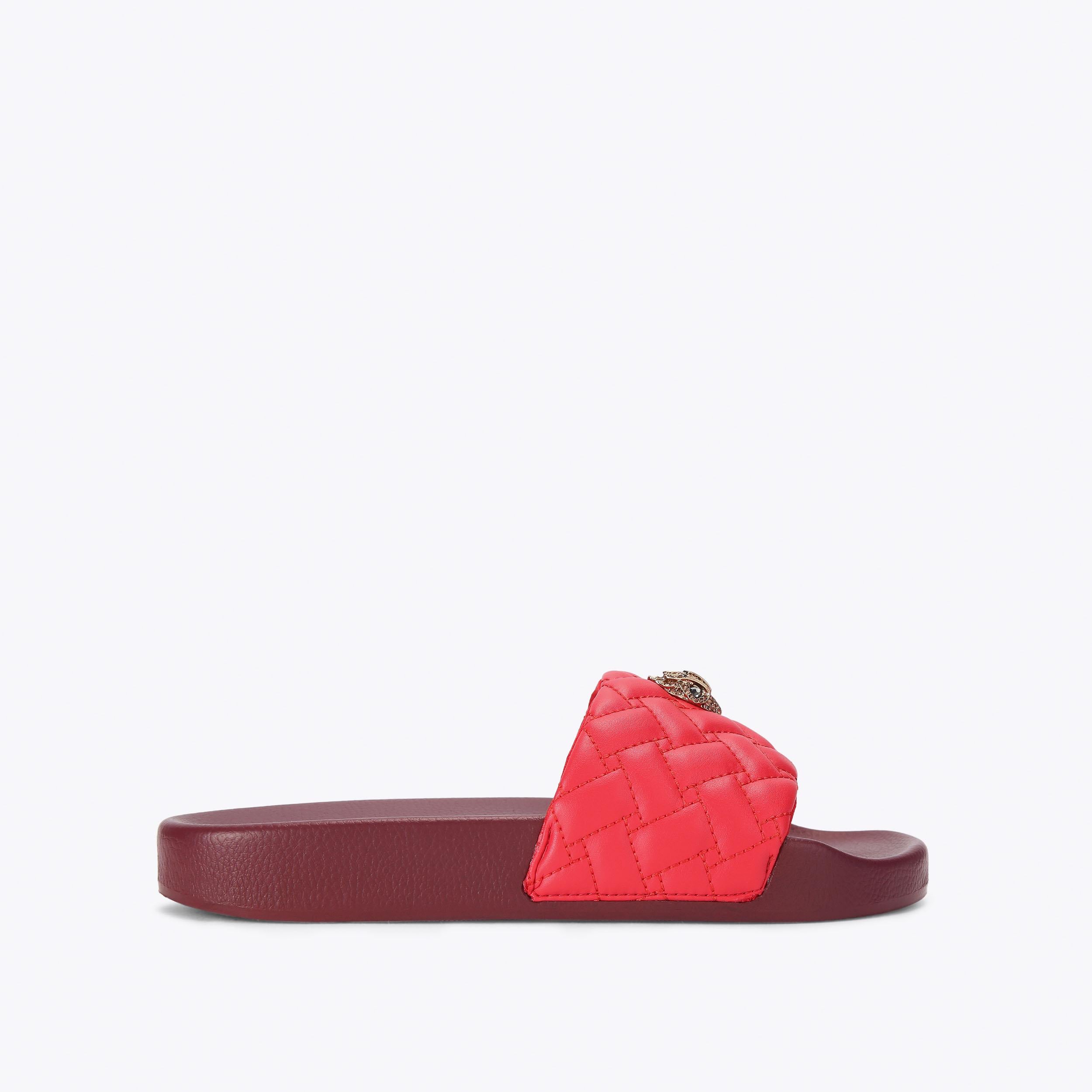 Meena Eagle — Red Quilted Leather Slide, side profile