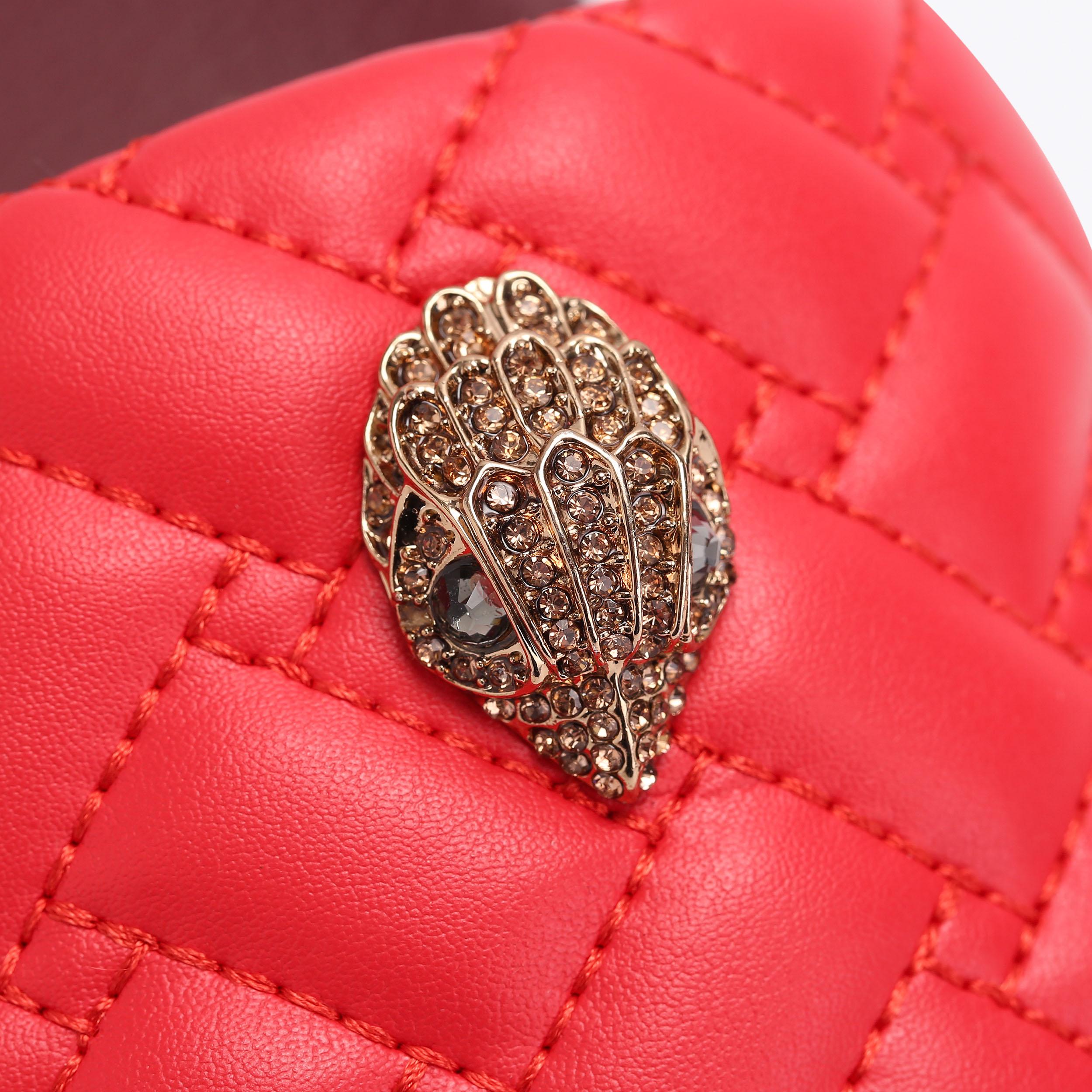 Meena Eagle — Red Quilted Leather Slide, view 6