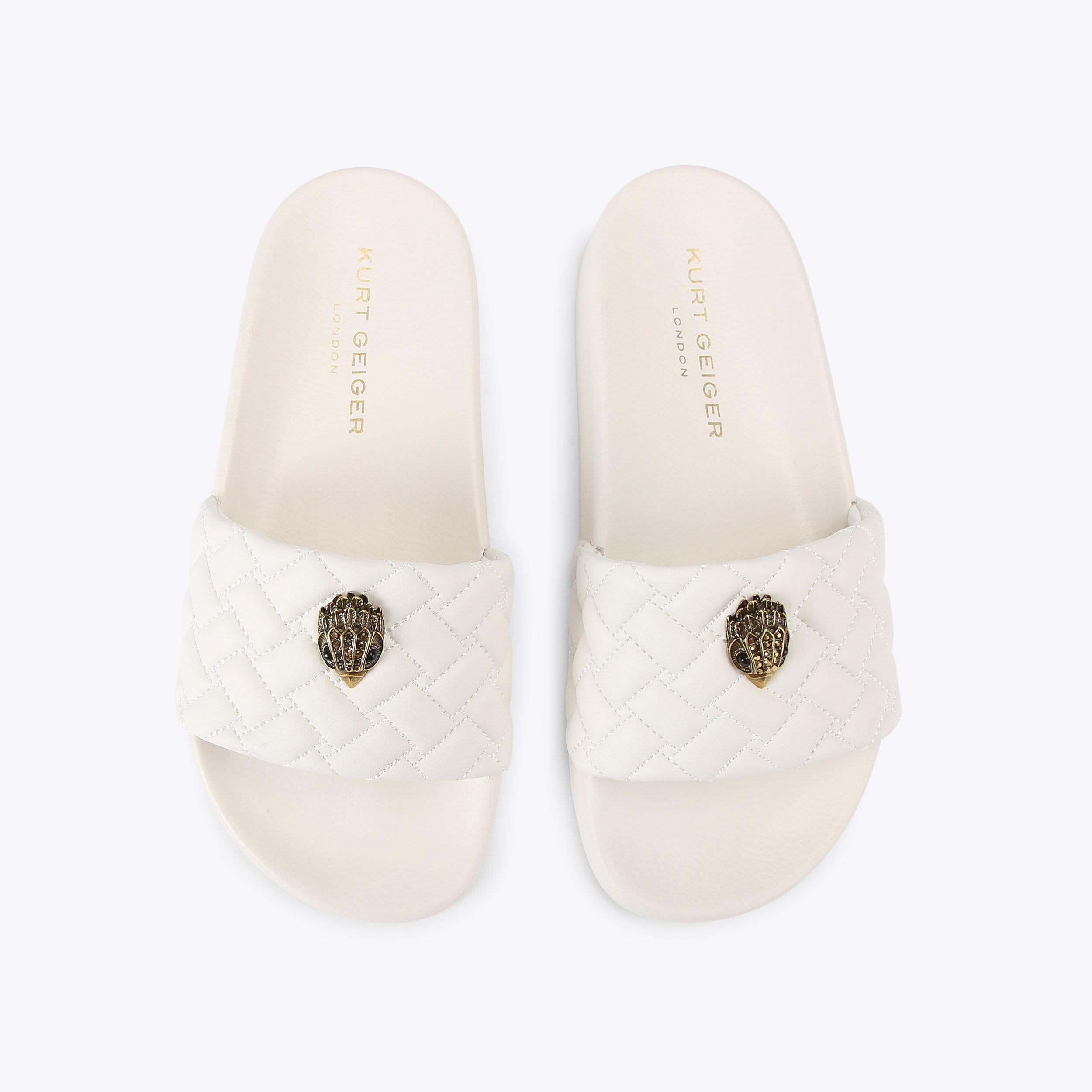 Meena Eagle — White Quilted Slide, view 4