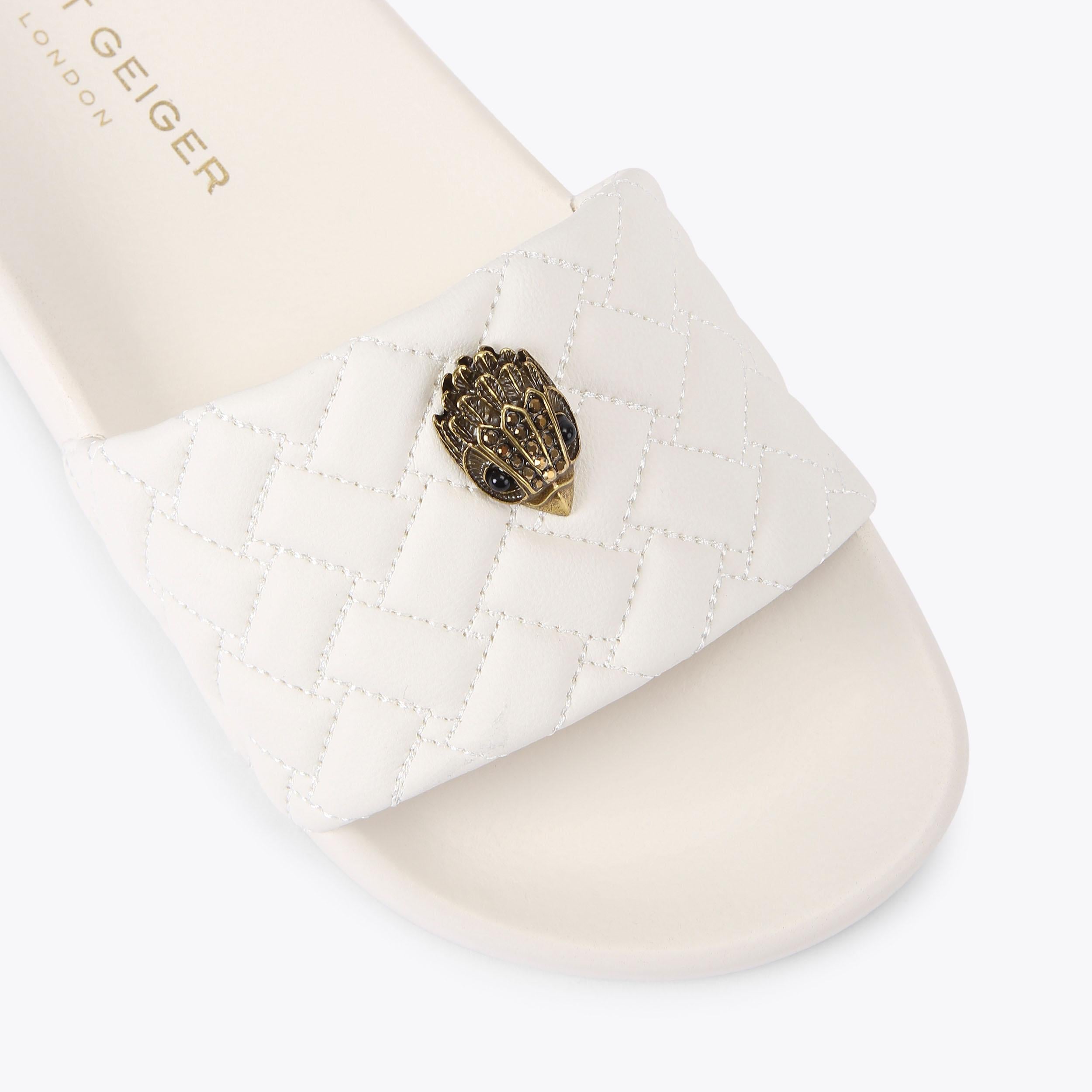 Meena Eagle — White Quilted Slide, view 5