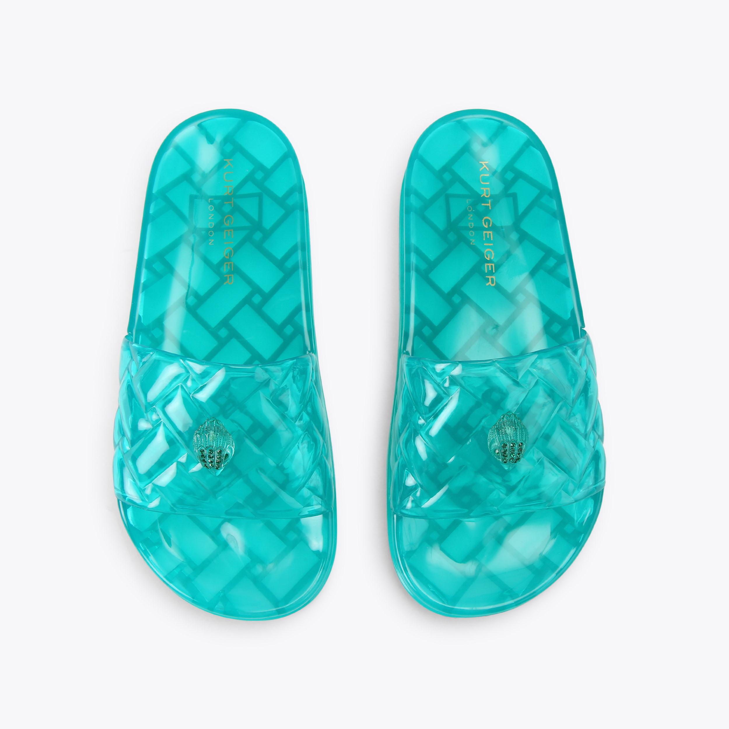 Meena Jelly — Green Transparent Slide Sandal, view 4
