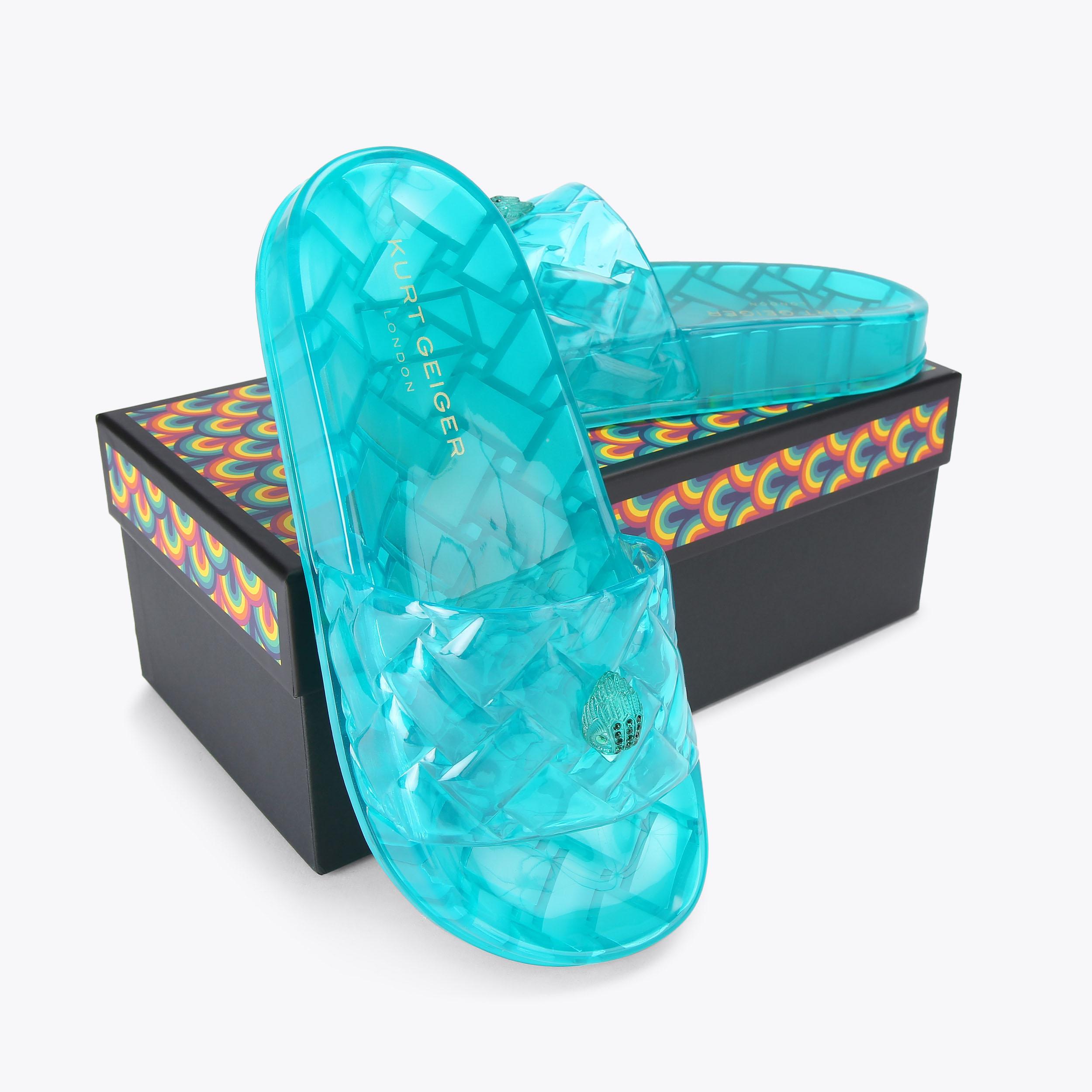 Meena Jelly — Green Transparent Slide Sandal, view 6