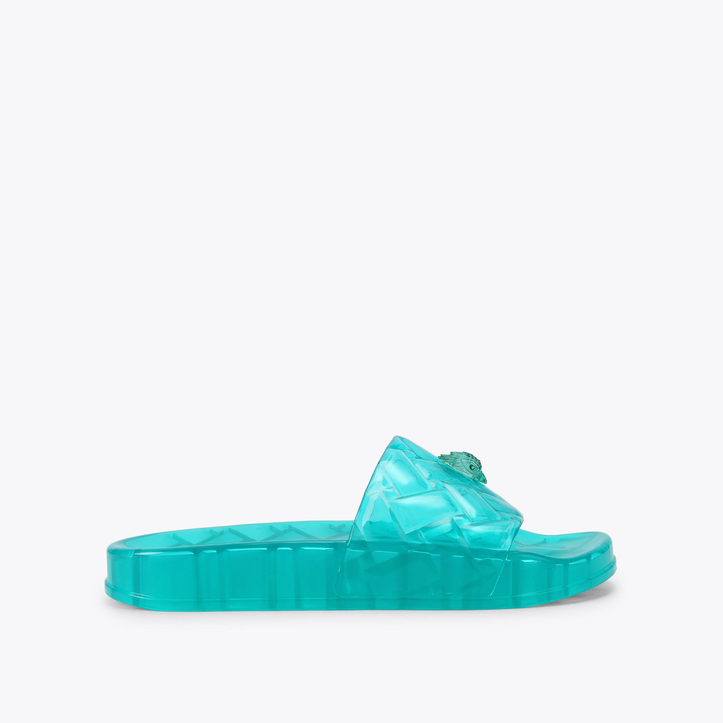 Meena Jelly — Green Transparent Slide Sandal, side profile