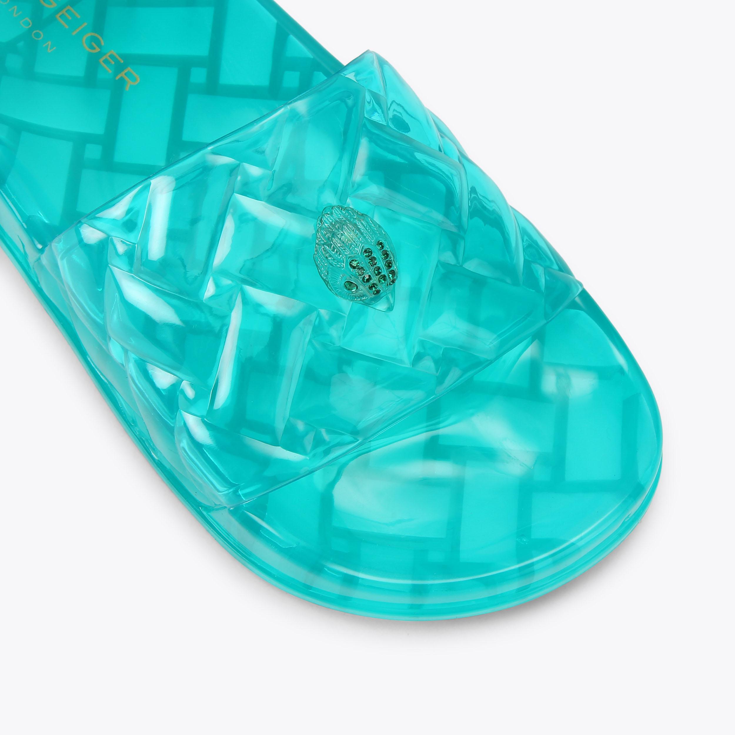 Meena Jelly — Green Transparent Slide Sandal, view 5
