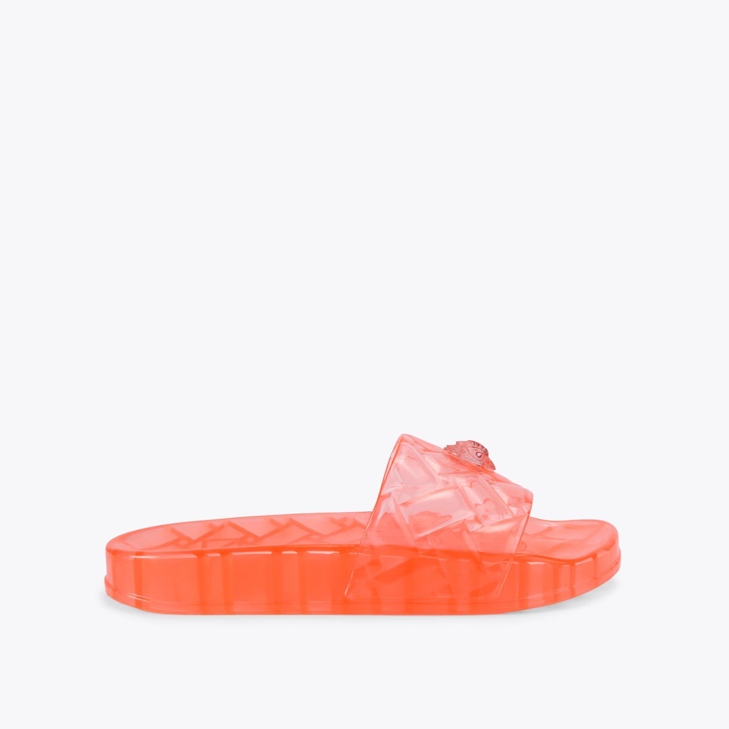 Meena Jelly — Bright Pink Transparent Slide, worn on foot