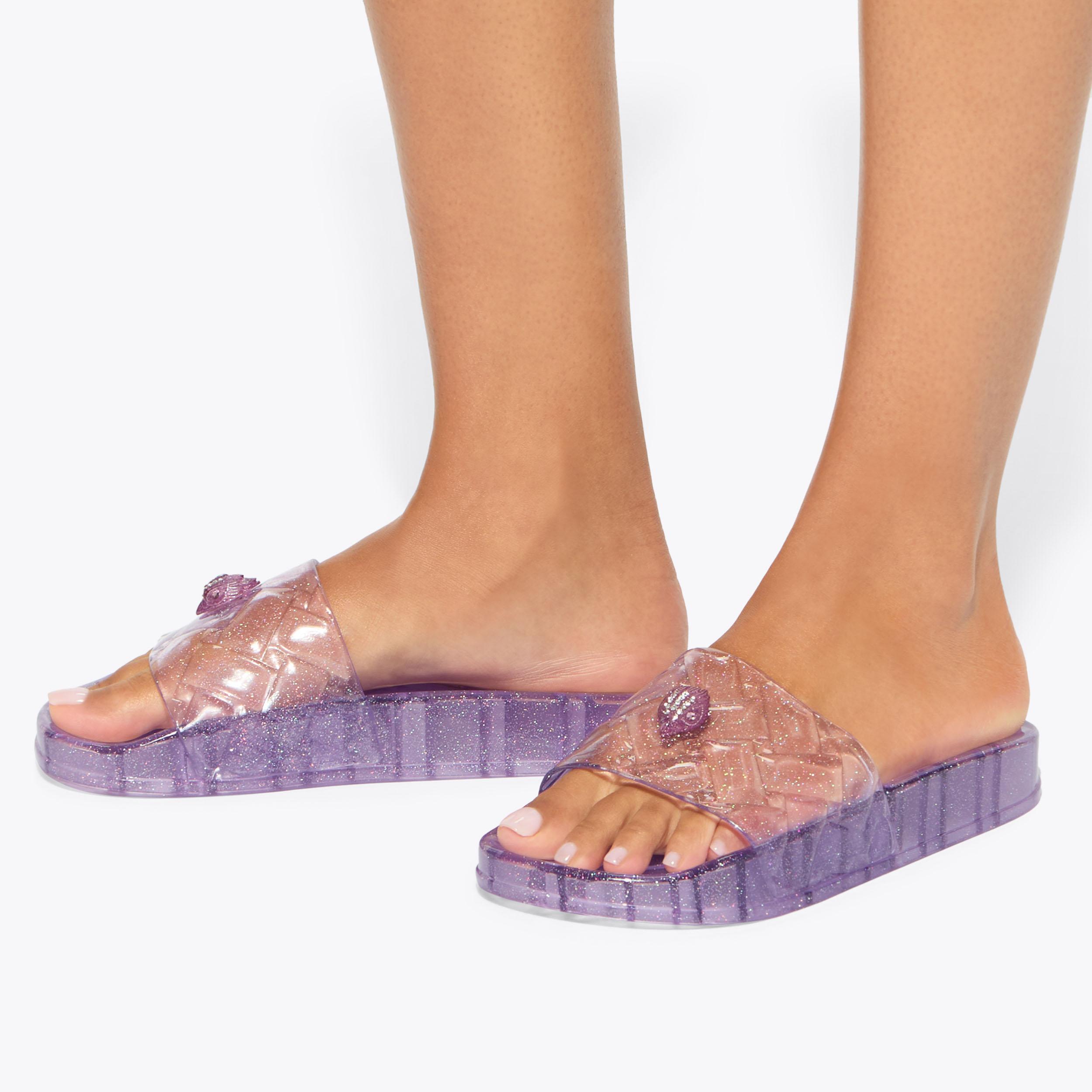 Meena Jelly — Lilac Transparent Slide Sandal, worn on foot