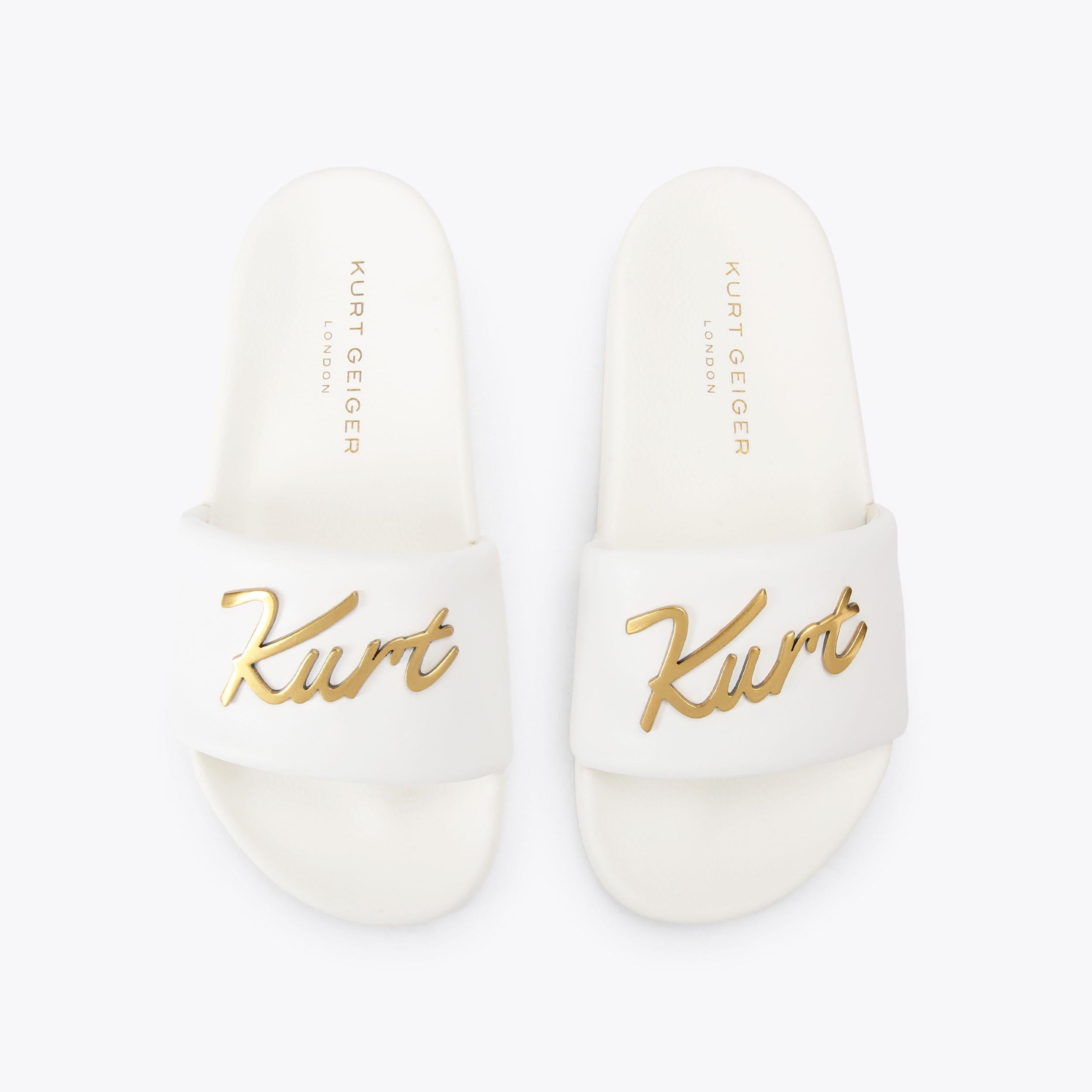 Meena Eagle Kurt — White Slide Sandal, view 4