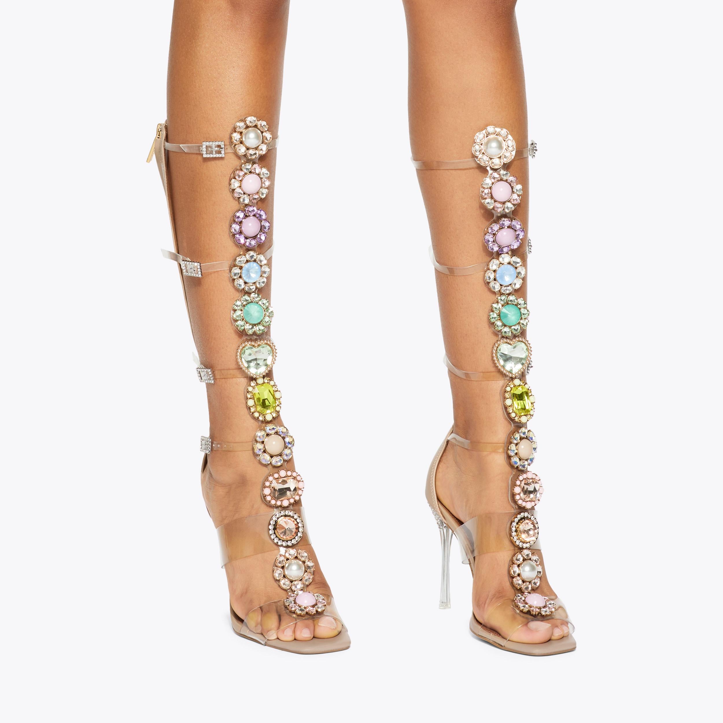 Octavia Gladiator — Blush Crystal Sandal, worn on foot