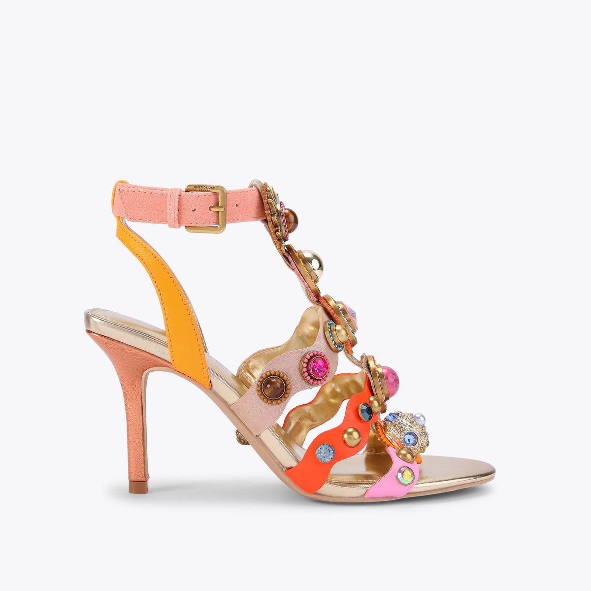Octavia High Gladiator — Multi-Colour Crystal Sandal, side profile