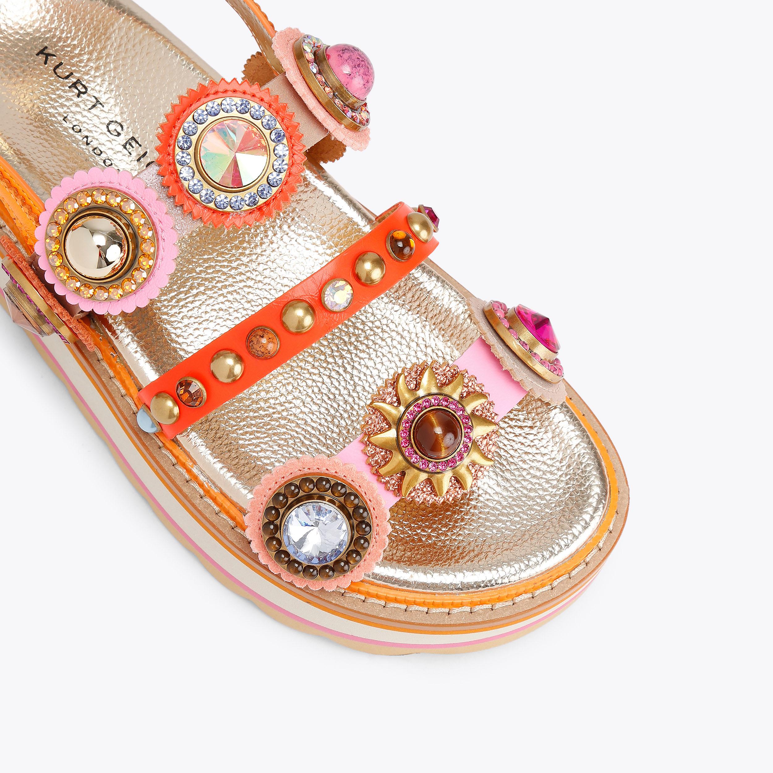 Octavia Sling Platform — Multicolour Crystal Sandal, view 5