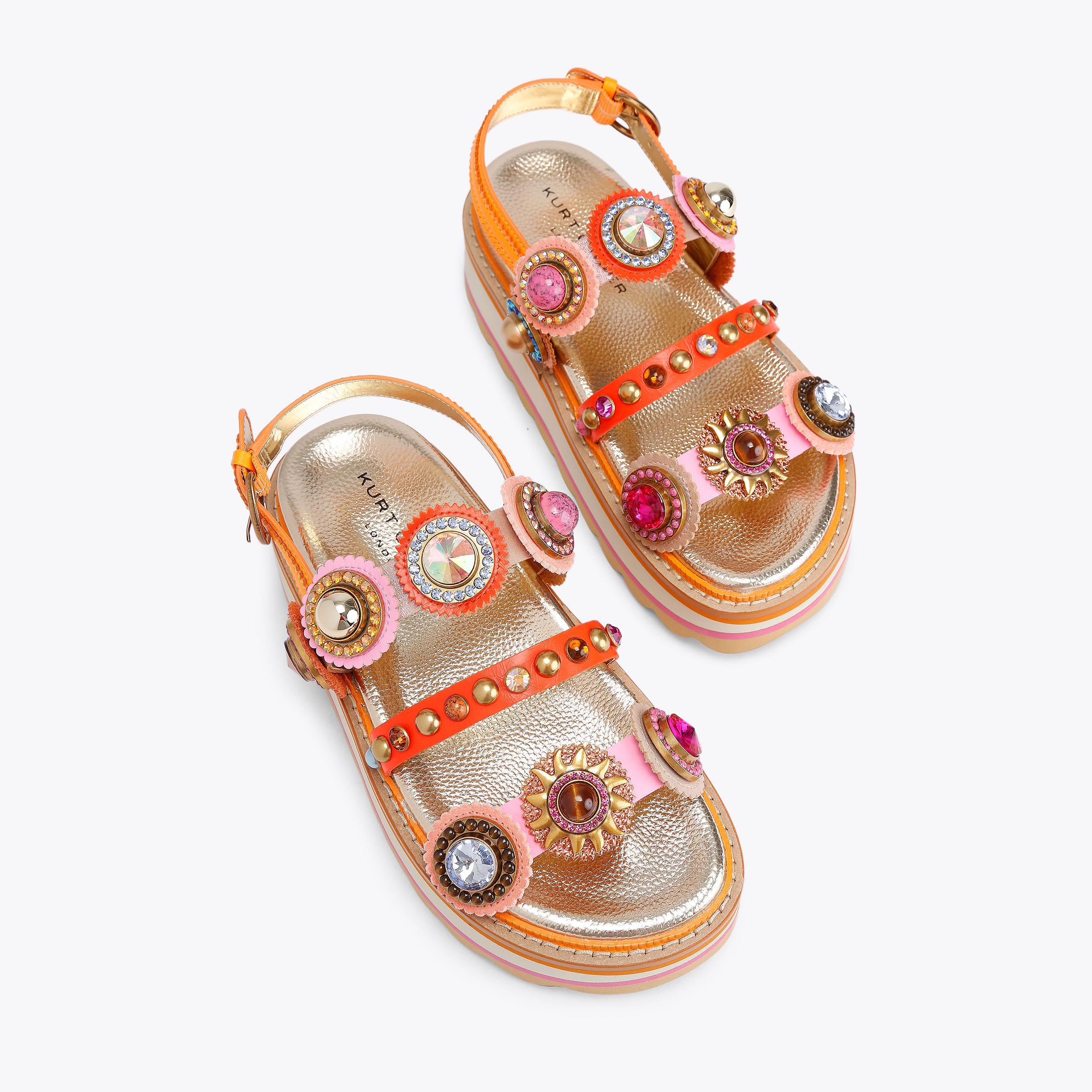 Octavia Slingback Platform — Multicolour Crystal Sandal, view 4