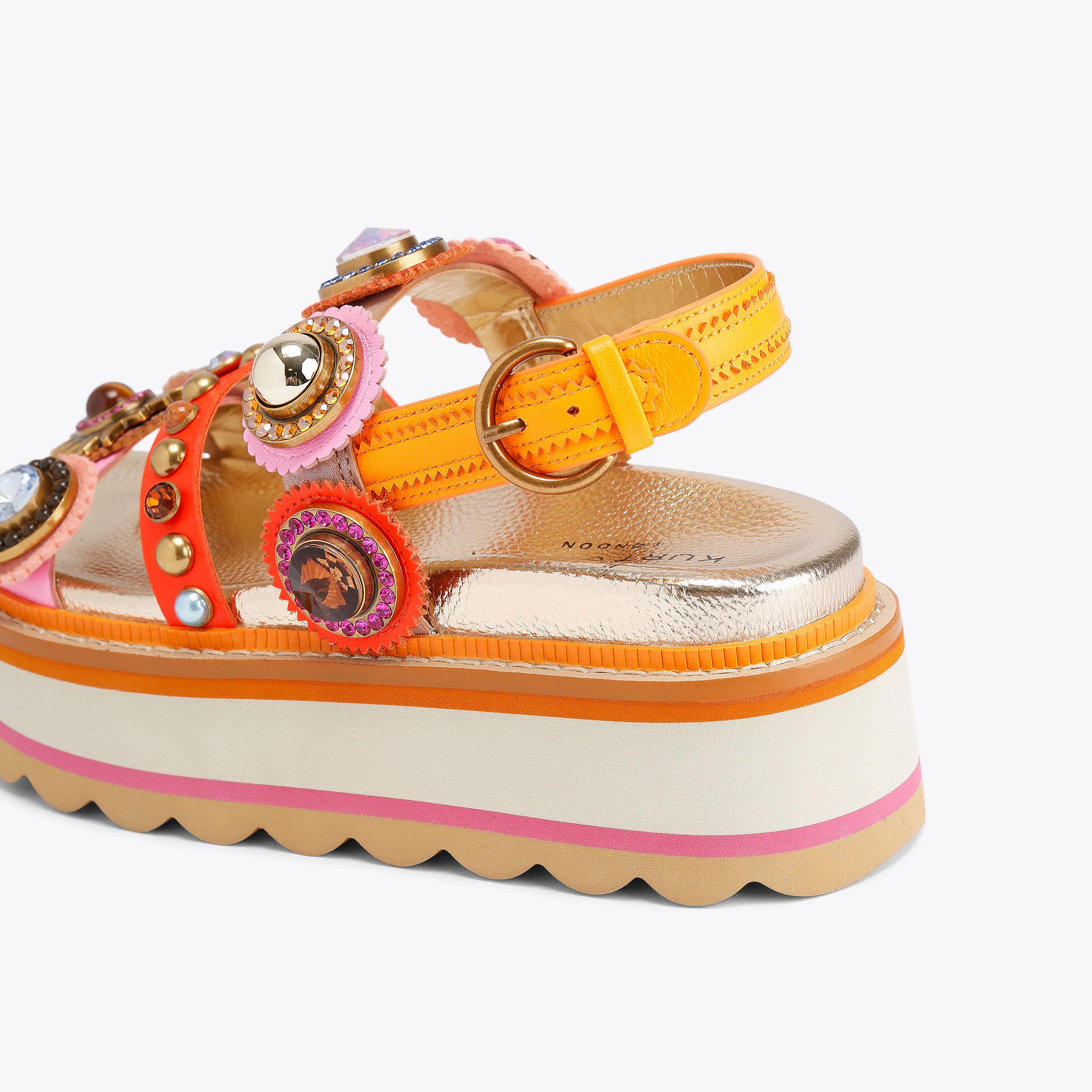 Octavia Sling Platform — Multicolour Crystal Sandal, detail