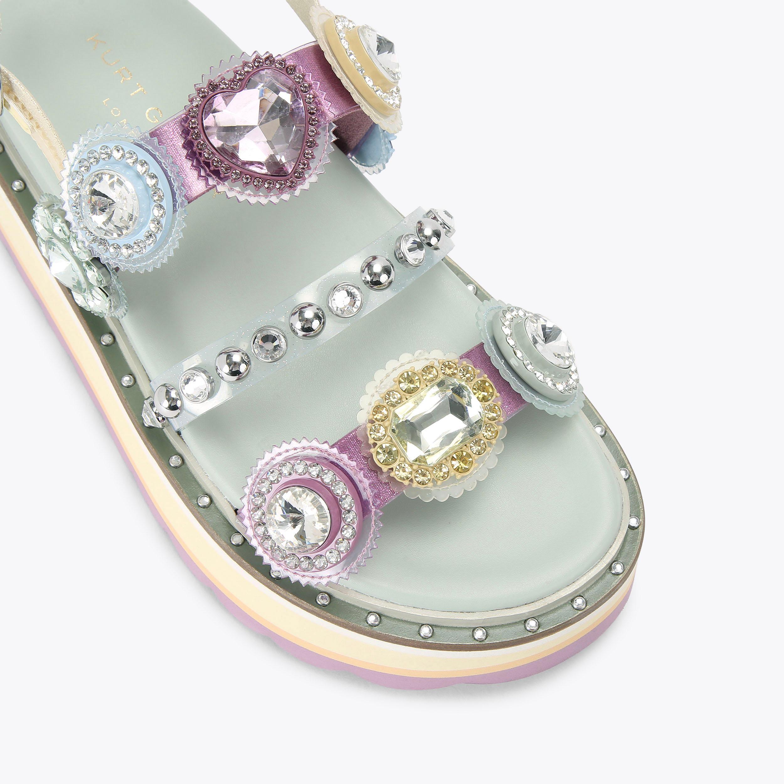 Octavia Sling Platform — Multicolour Crystal Sandal, view 5