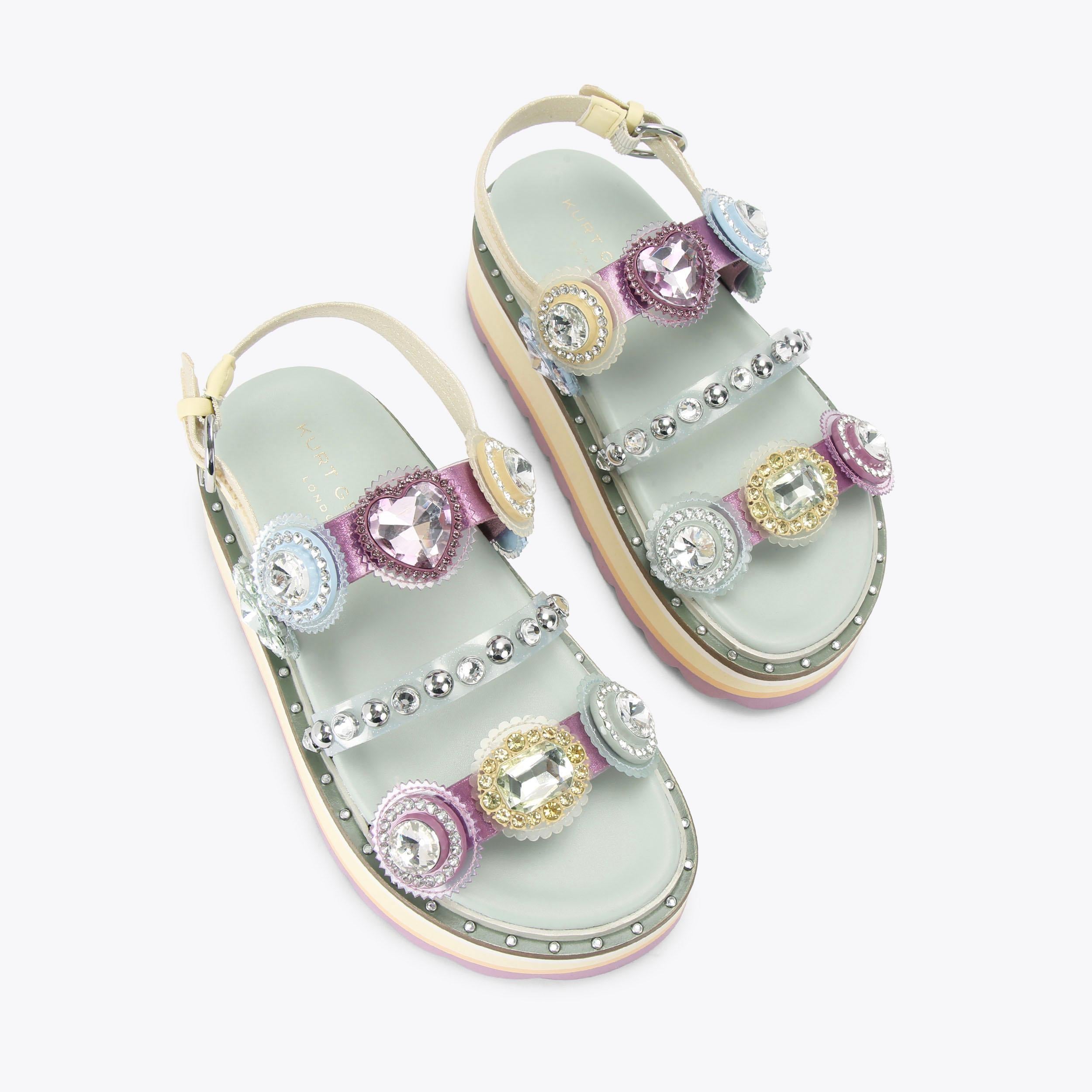 Octavia Sling Platform — Multicolour Crystal Sandal, view 4