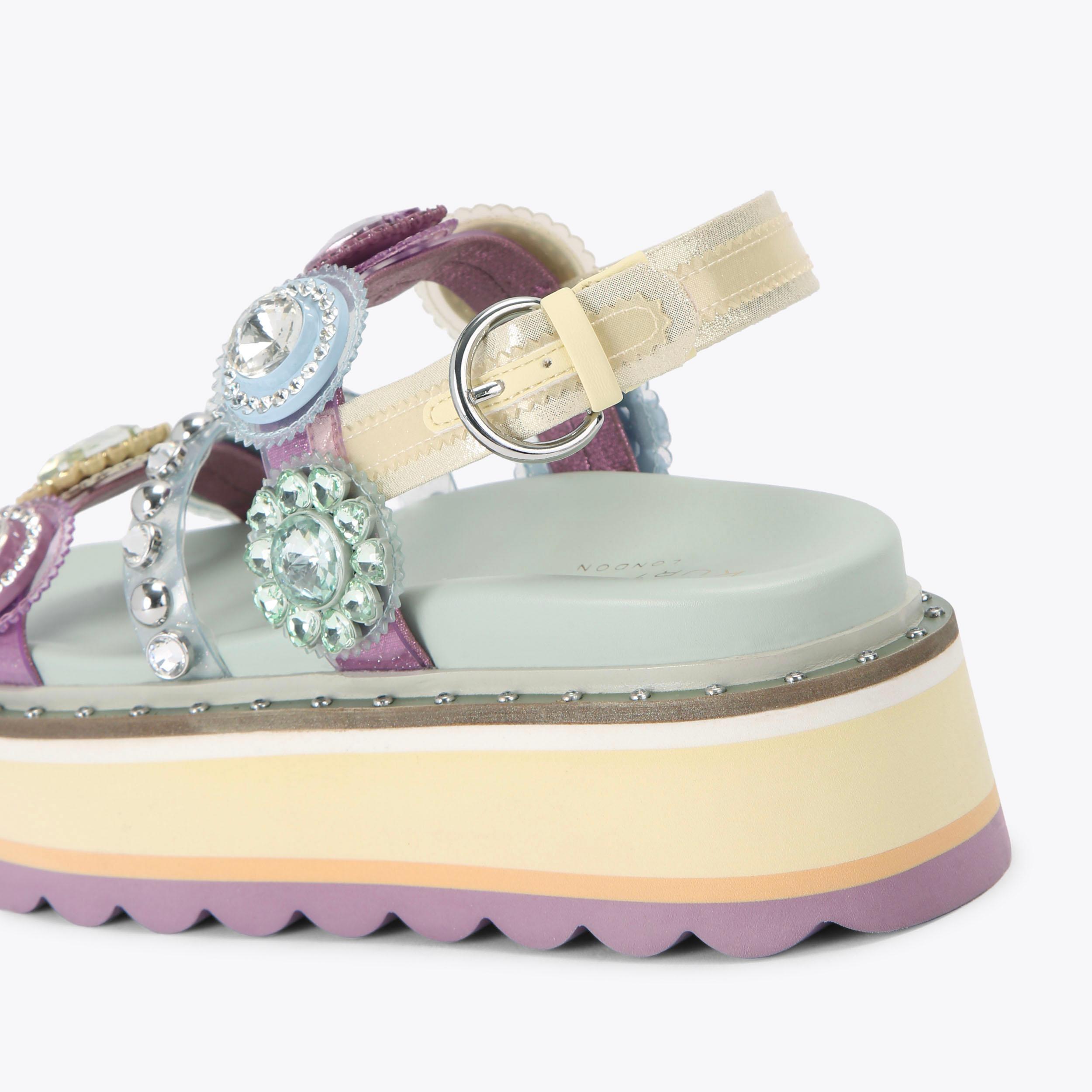 Octavia Sling Platform — Multicolour Crystal Sandal, detail
