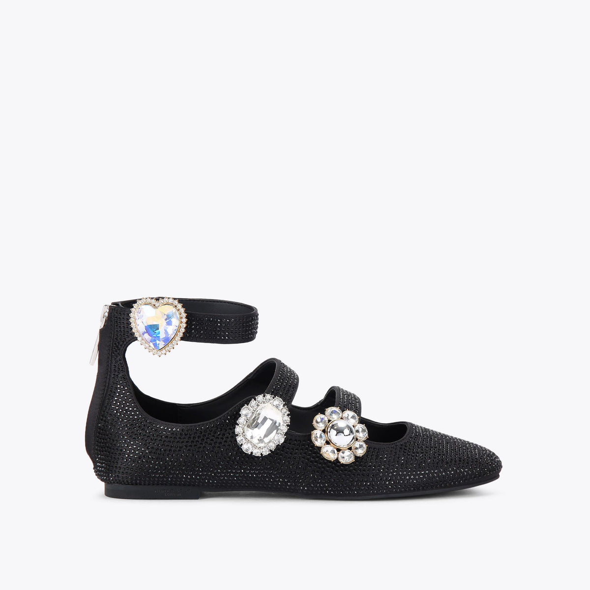 Ornate Gladiator Ballet — Black Crystal Flat, side profile