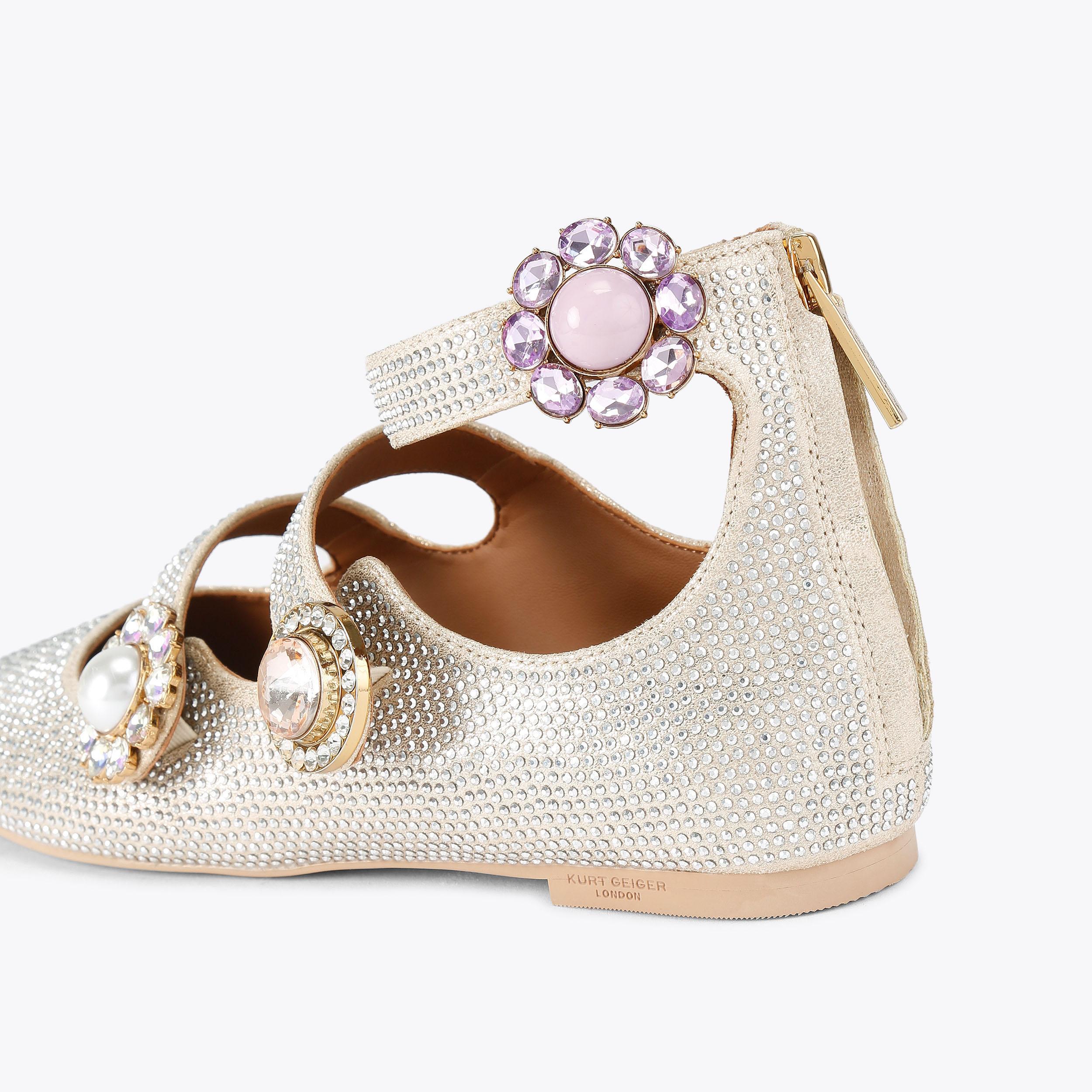 Ornate Gladiator Ballet — Champagne Crystal Flat, detail