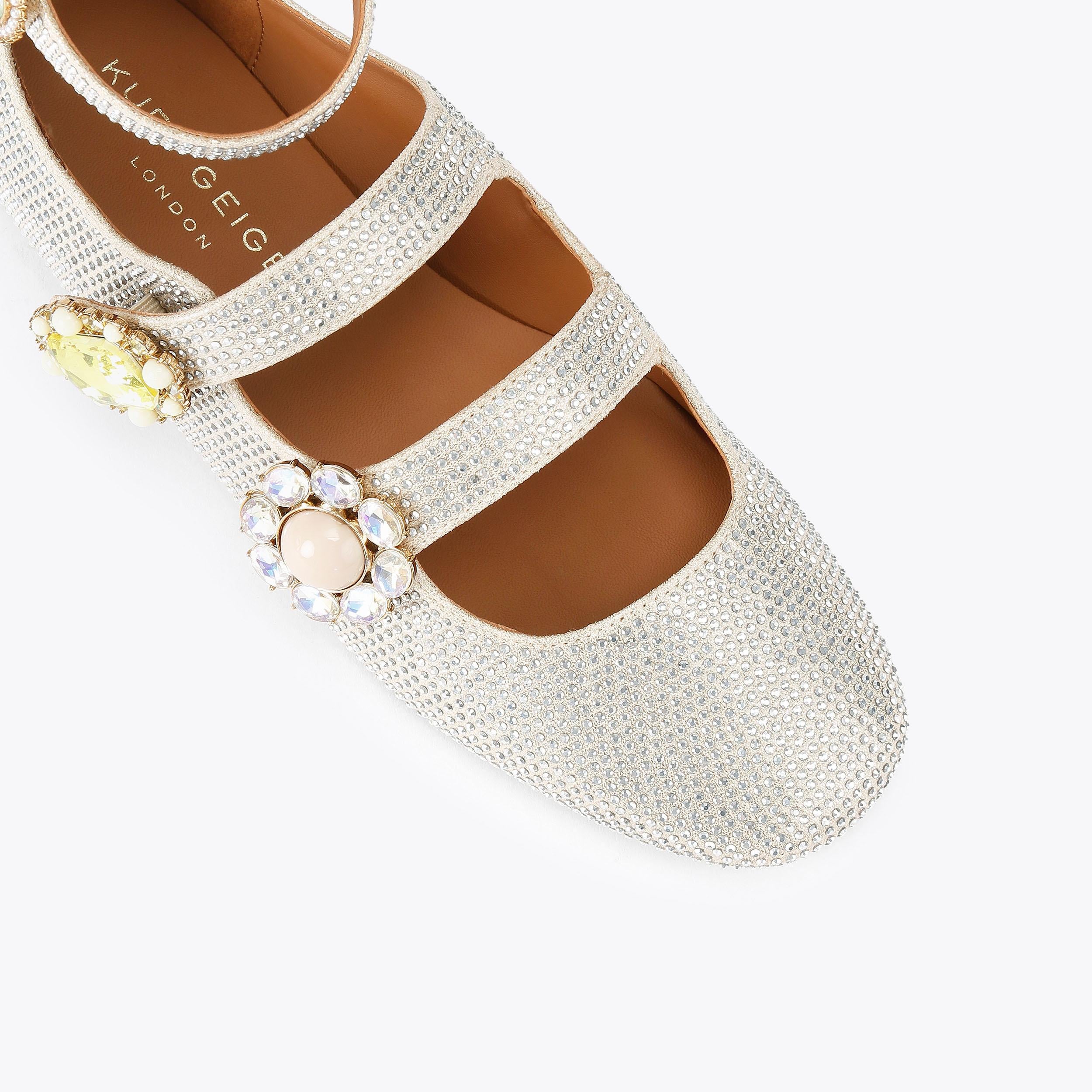 Ornate Gladiator Ballet — Champagne Crystal Flat, view 5