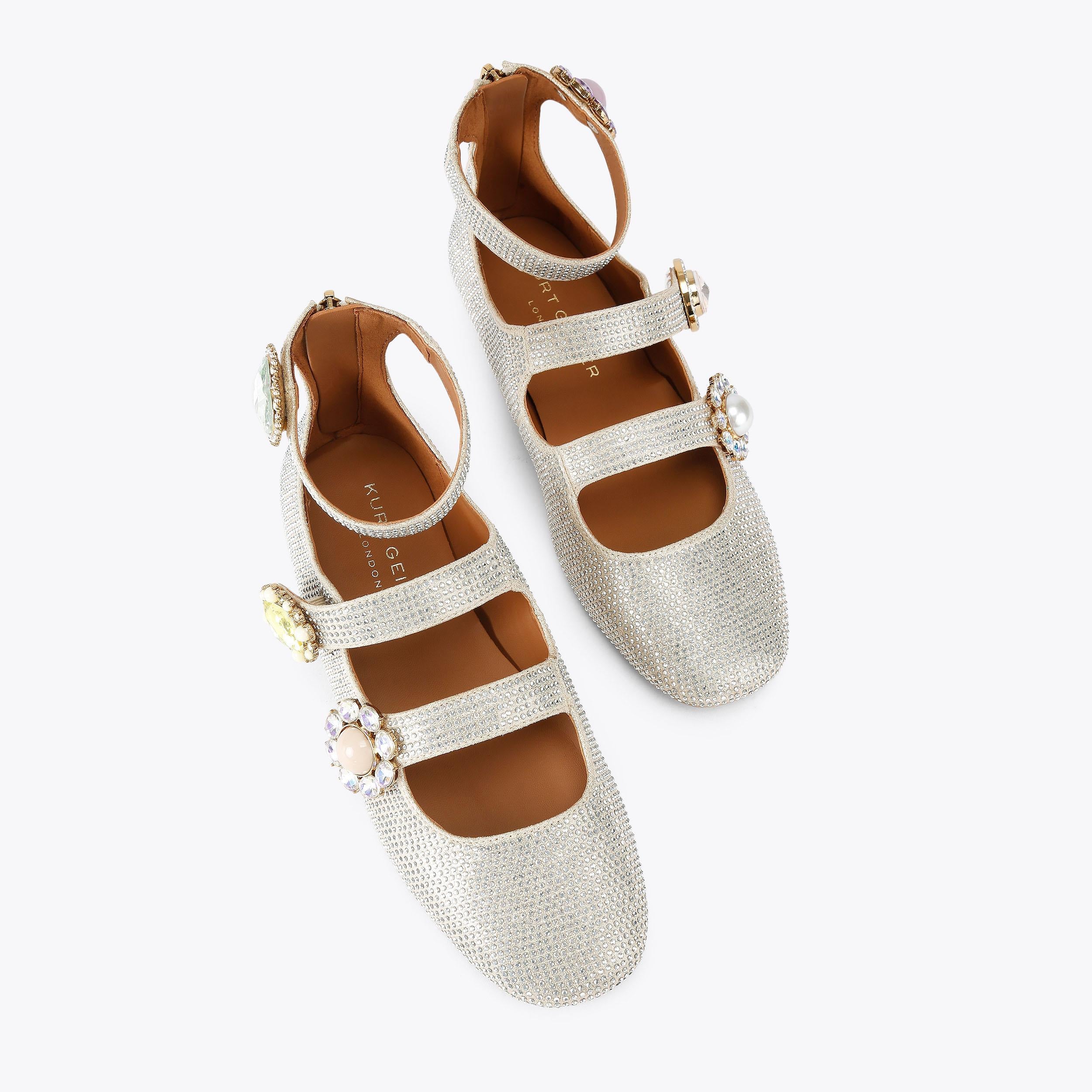 Ornate Gladiator Ballet — Champagne Crystal Flat, view 4
