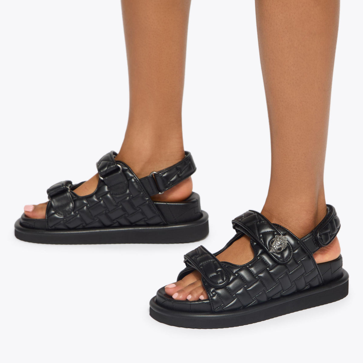 Orson — Black Quilted Sandal, worn on foot