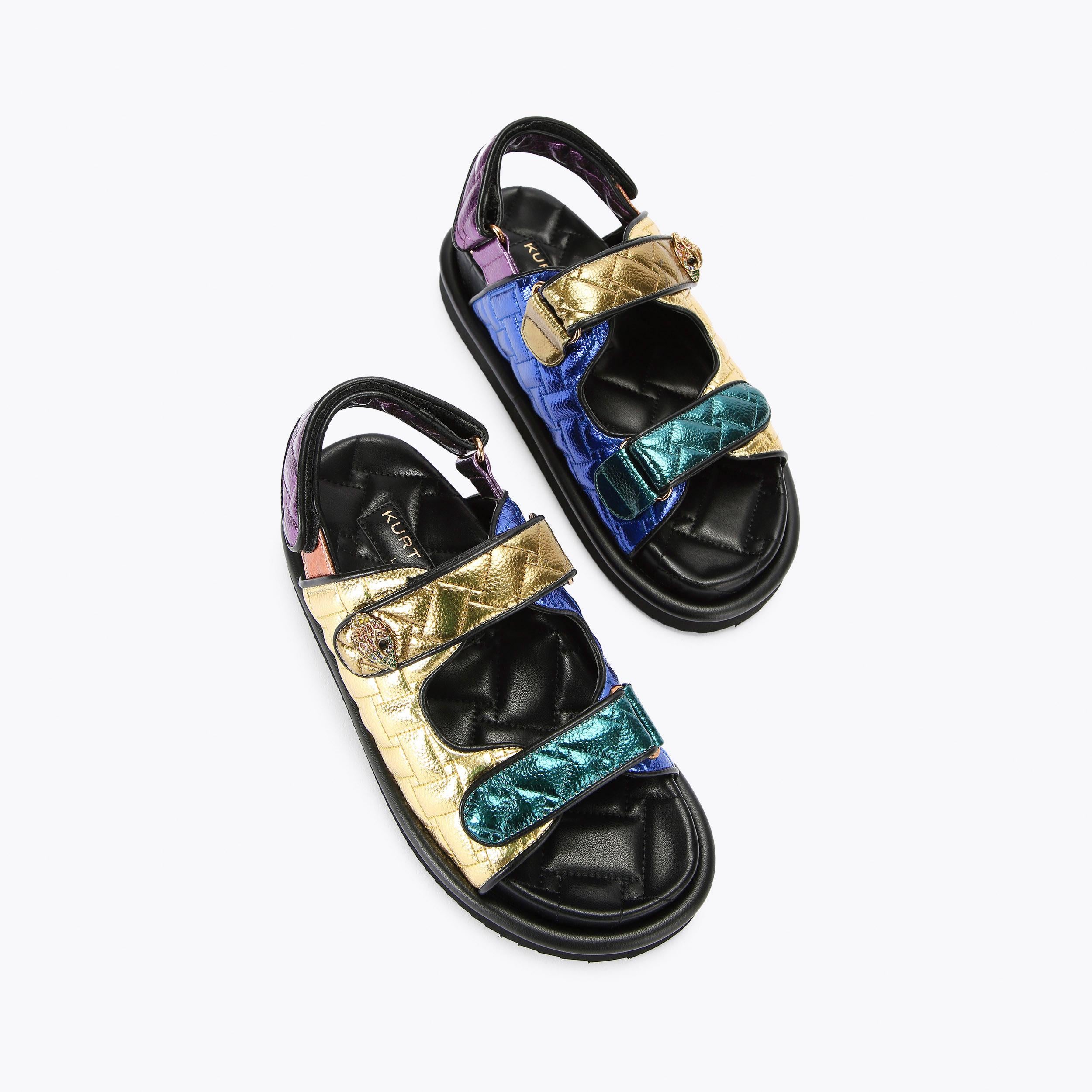 Orson — Metallic Rainbow Sunset Quilted Sandal, view 3