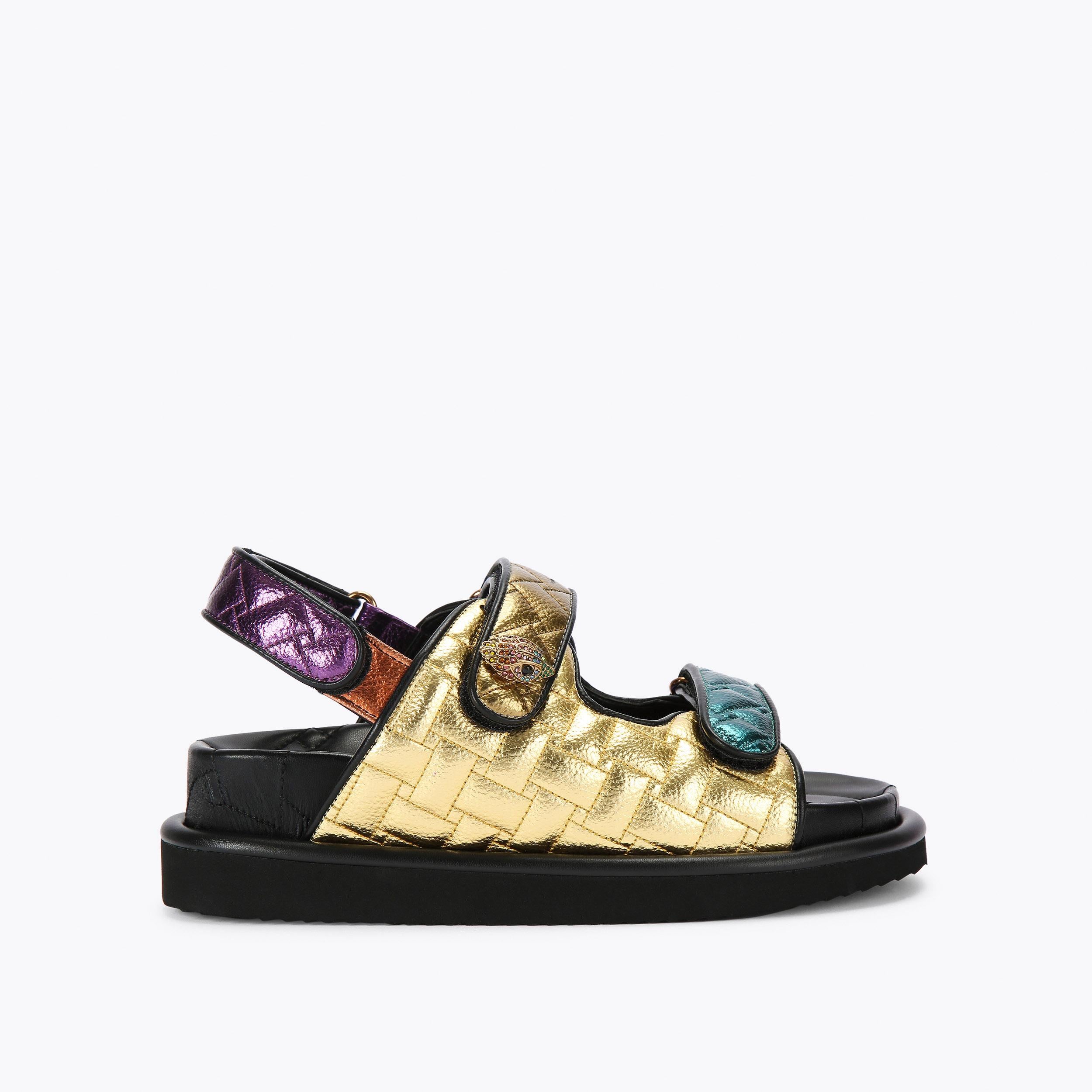 Orson — Metallic Rainbow Sunset Quilted Sandal, side profile