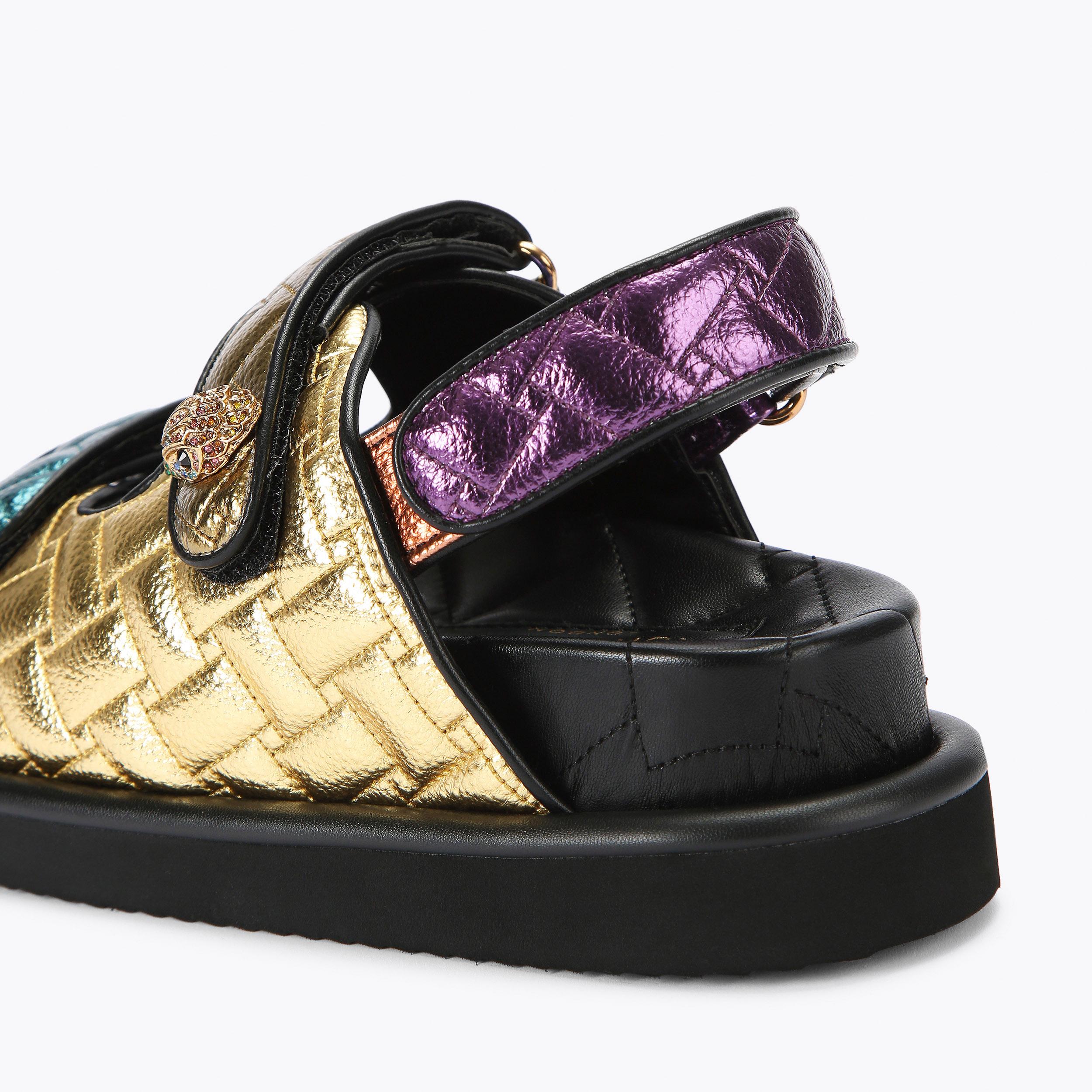Orson — Metallic Rainbow Sunset Quilted Sandal, detail