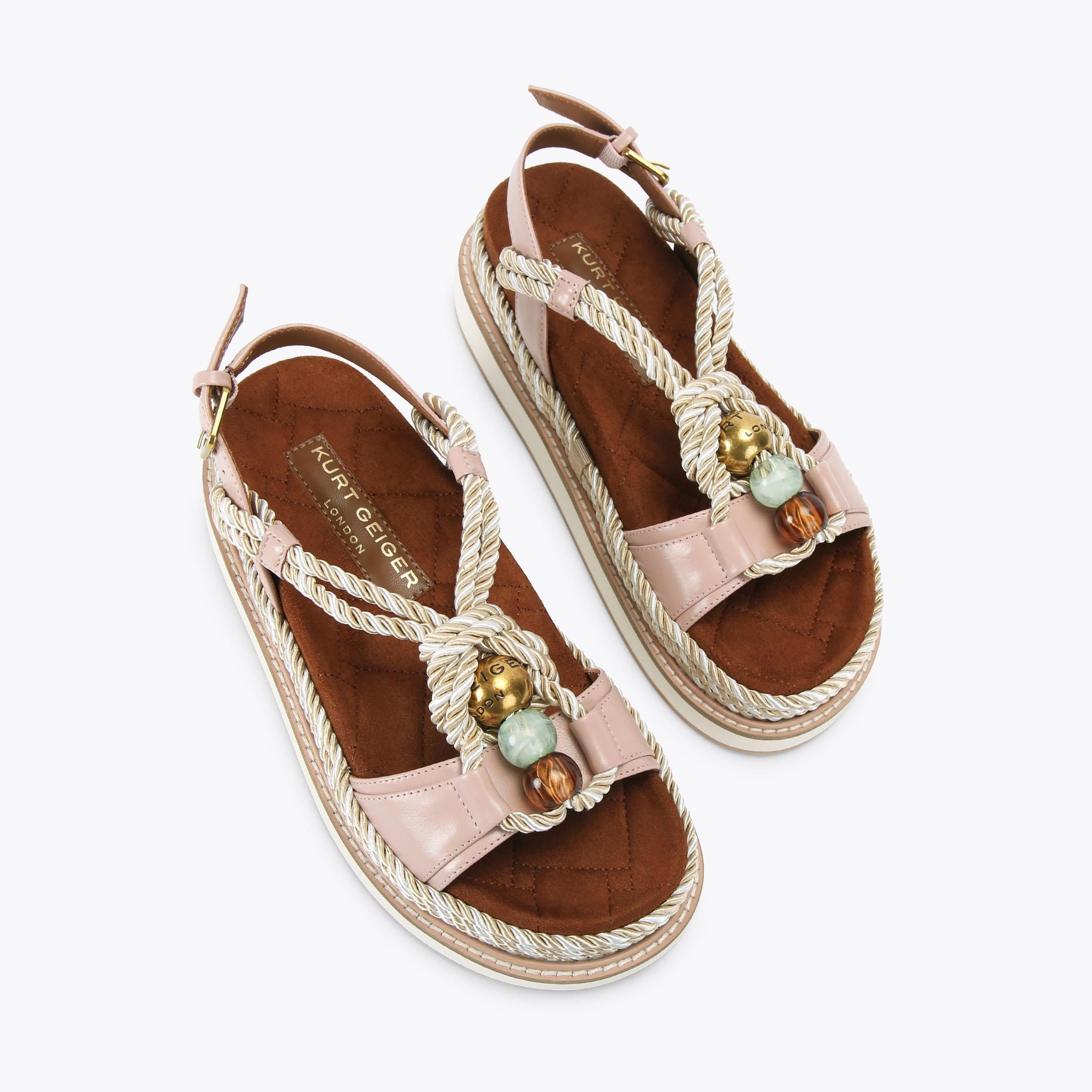 Orson Rope — Pale Pink Leather Sandal, view 4